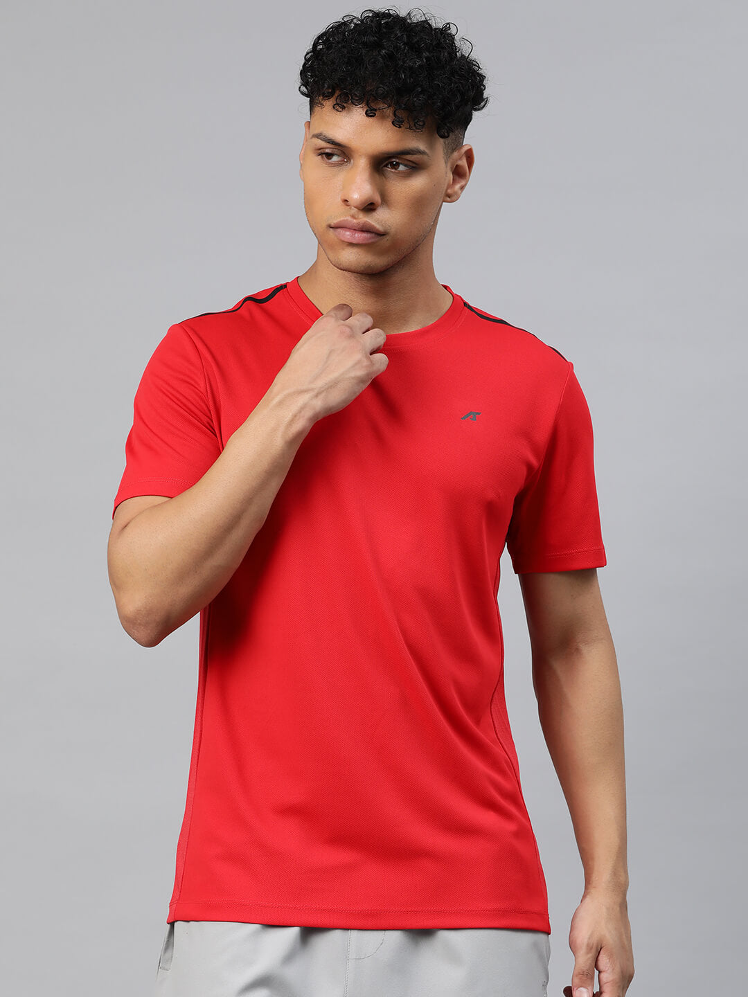Alcis Men Red Anti Static Slim Fit T-shirt