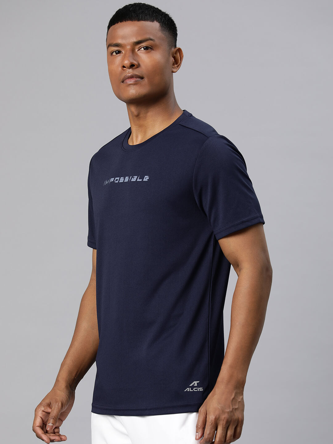 Alcis Men Typography Printed Dry Tech Slim Fit Sports T-shirt