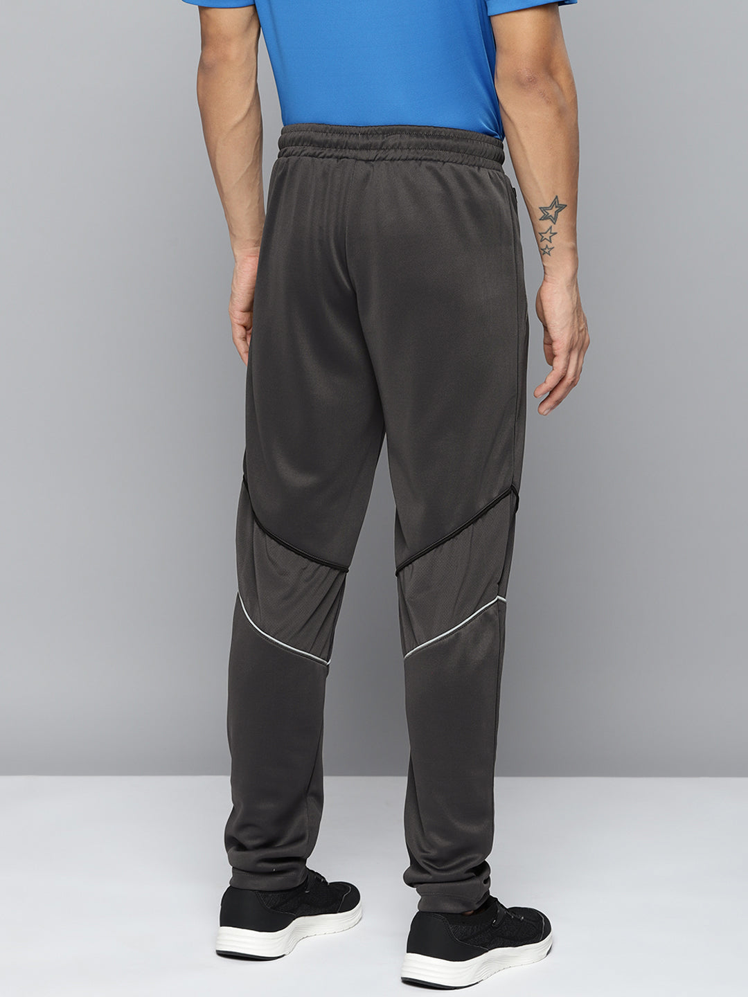 Alcis Men Charcoal Grey Striped Slim-Fit Training Track Pants