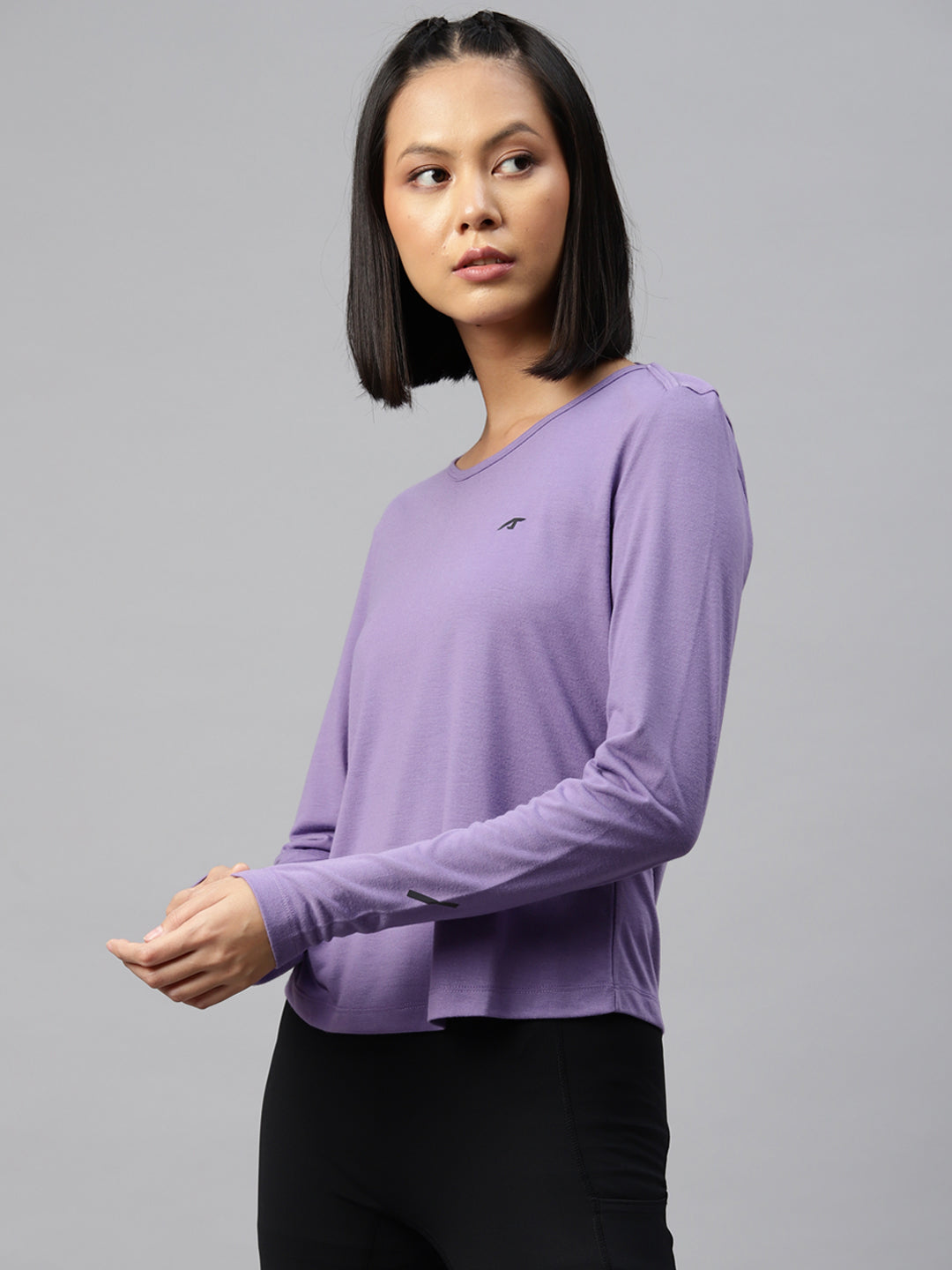Alcis Women Purple Slim Fit Sports T-shirt