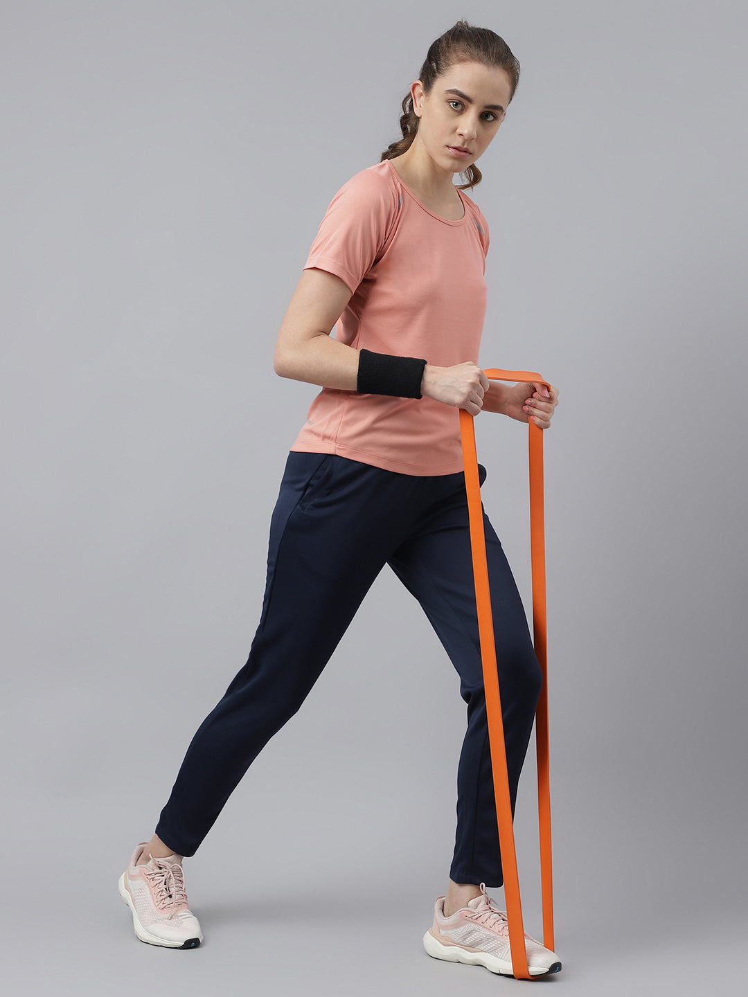 Alcis Women's Navy Anti-Static Drytech+ Slim-Fit Training Track Pants