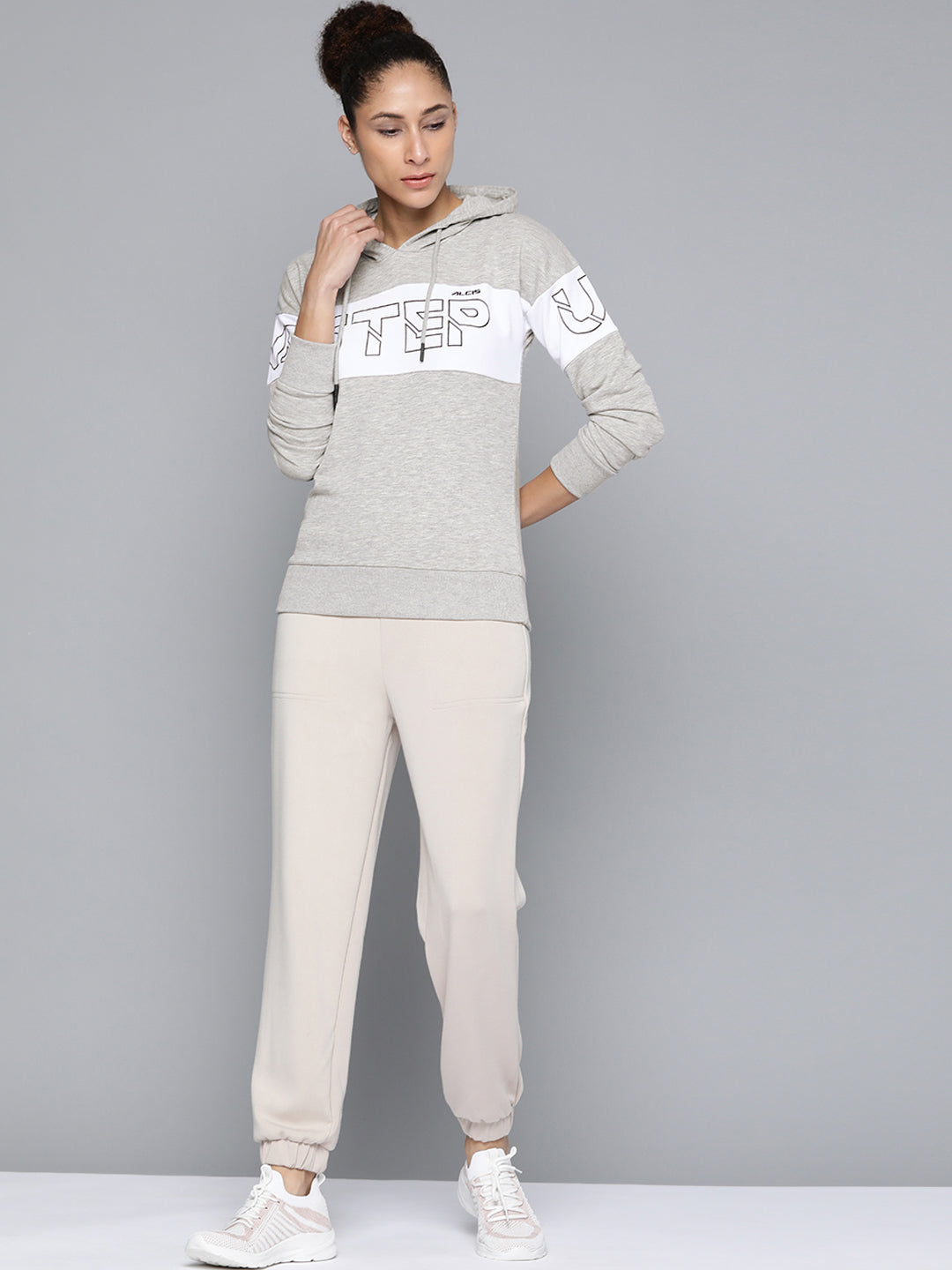 Alcis Women Printed Grey Melange Sweatshirts