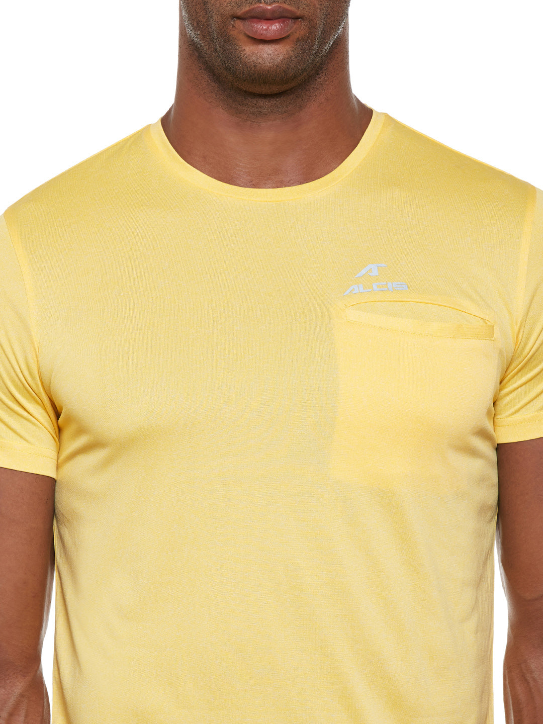 ALCIS Men Solid Yellow Tee T-Shirt