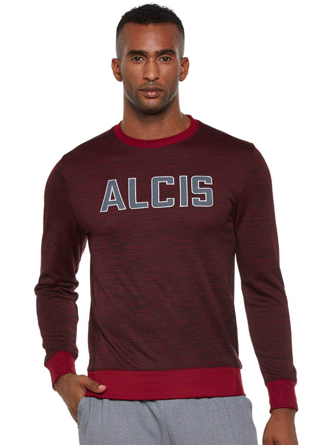 Alcis Men Maroon Self Design Sweatshirt 115MSS148 115MSS148-S