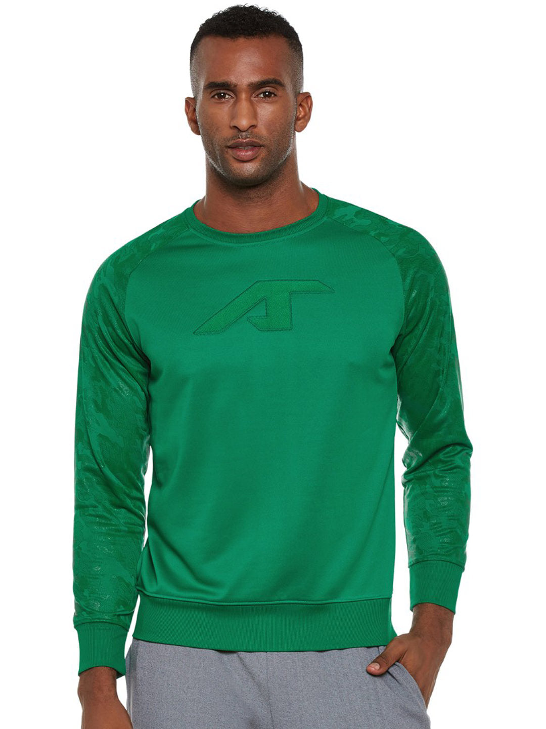 Alcis Men Green Solid Sweatshirt 129MSS379 129MSS379-S