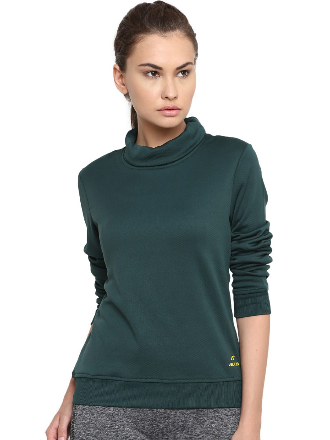 Alcis Women Green Solid Sweatshirt 133WSS193 133WSS193-S