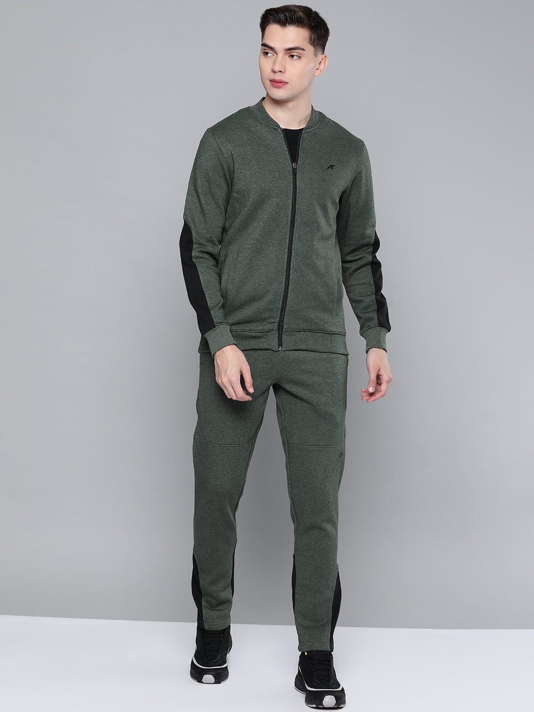 Alcis Men Olive Green Solid Track Suit