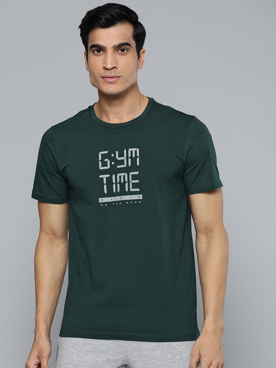 Alcis Men Self Design Green Tshirts