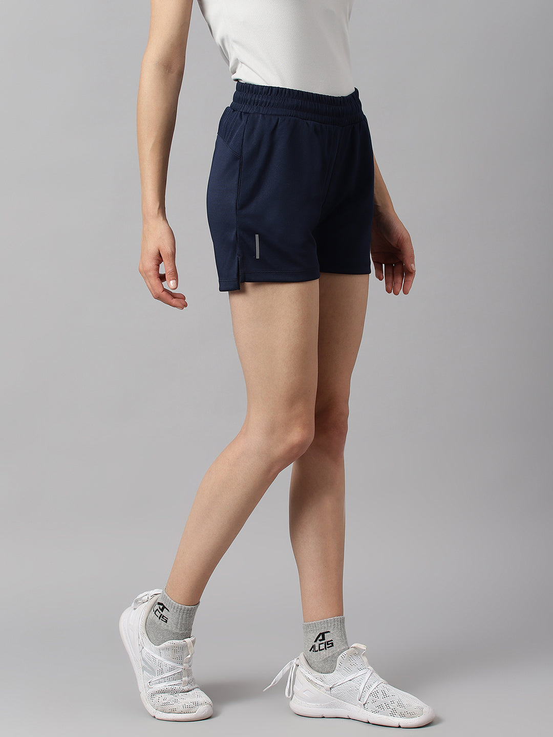 Alcis Women Navy Anti-Static Soft-Touch Slim-Fit Train All-Day Sustainable Shorts