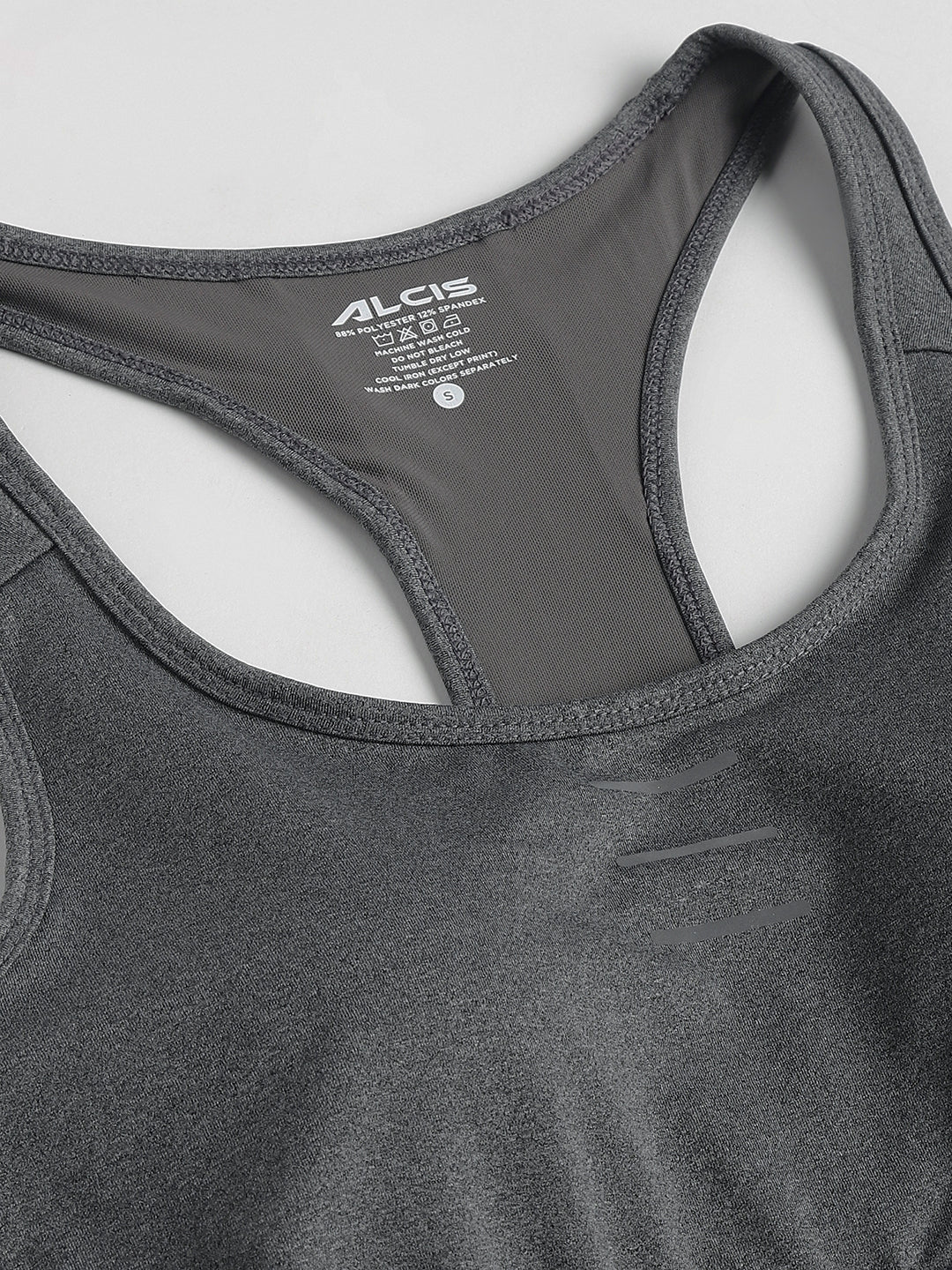 Alcis Women Dark Grey Anti-Static Slim-Fit Sports Training Bra Top
