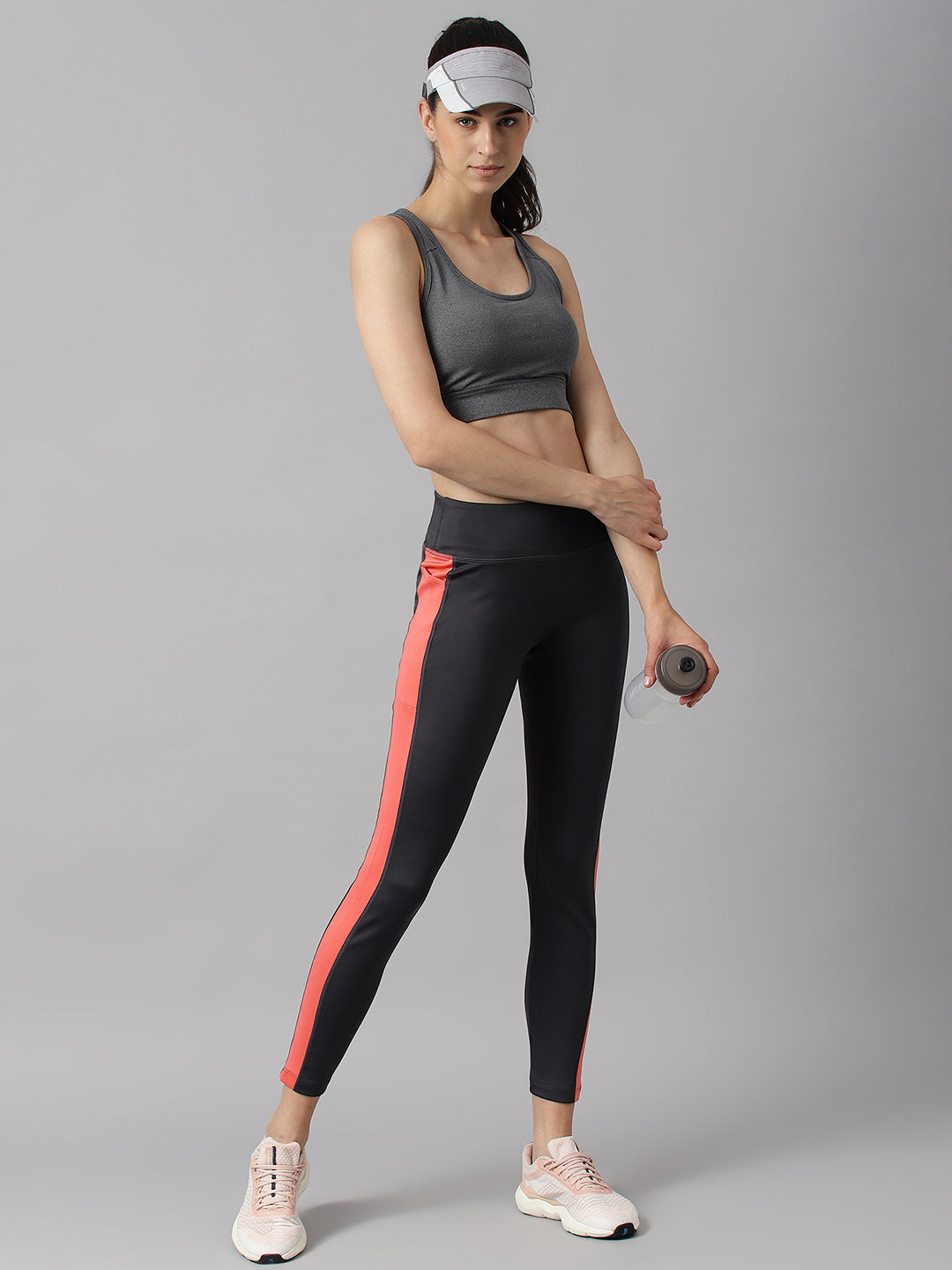 Alcis Women Dark Grey Anti-Static Slim-Fit Sports Training Bra Top