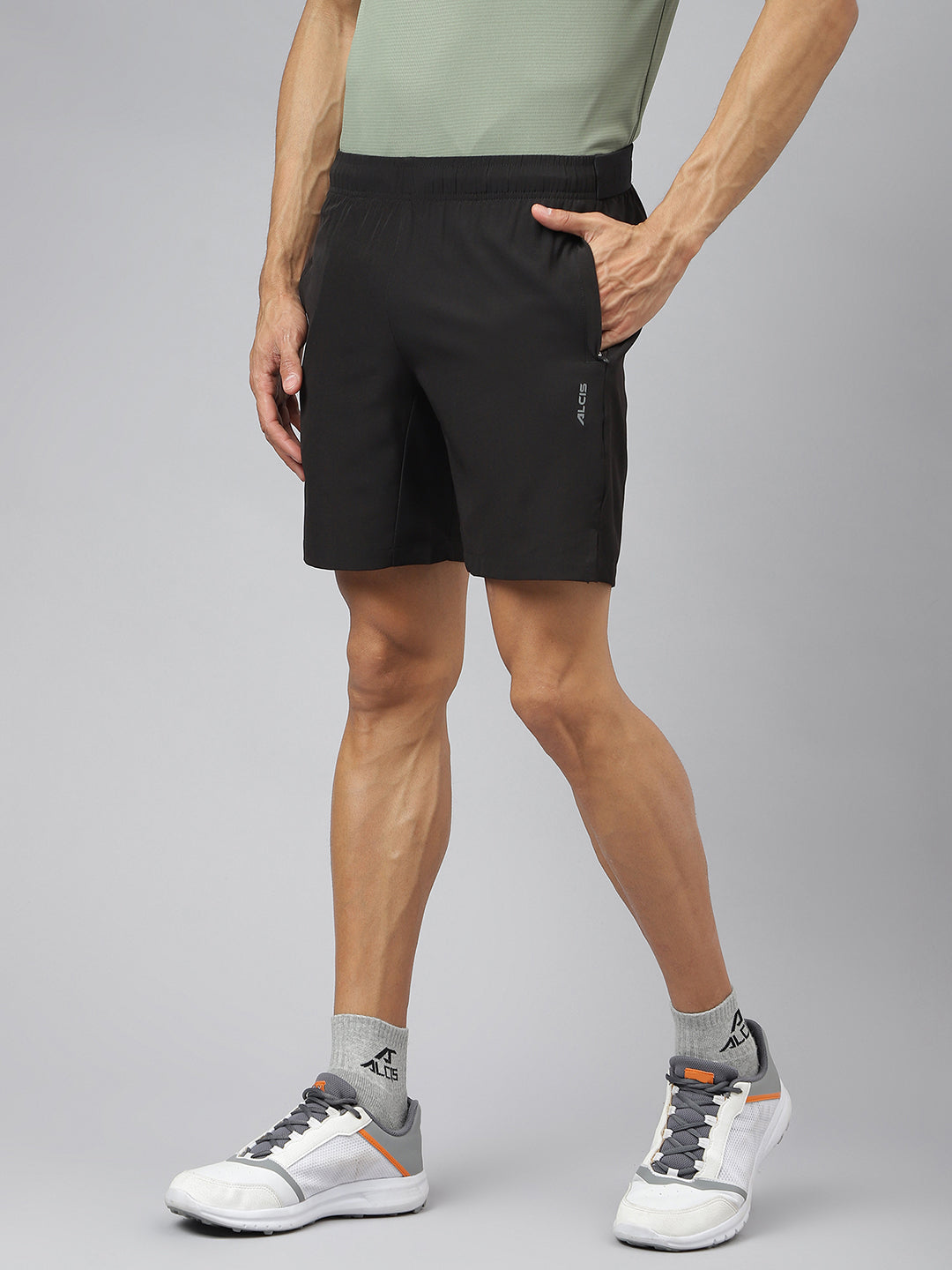 Alcis Men Black Train-Tech Anti-Static Slim-Fit Running Shorts
