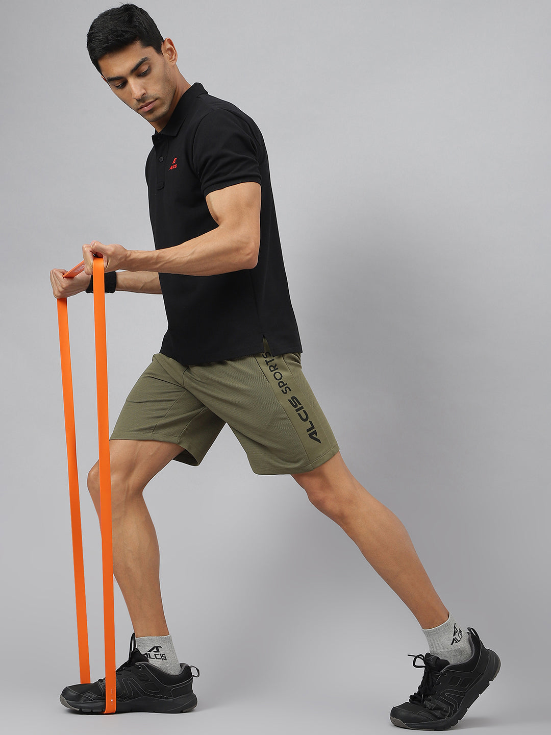 Alcis Men Olive Anti-Static Slim-Fit Training Shorts