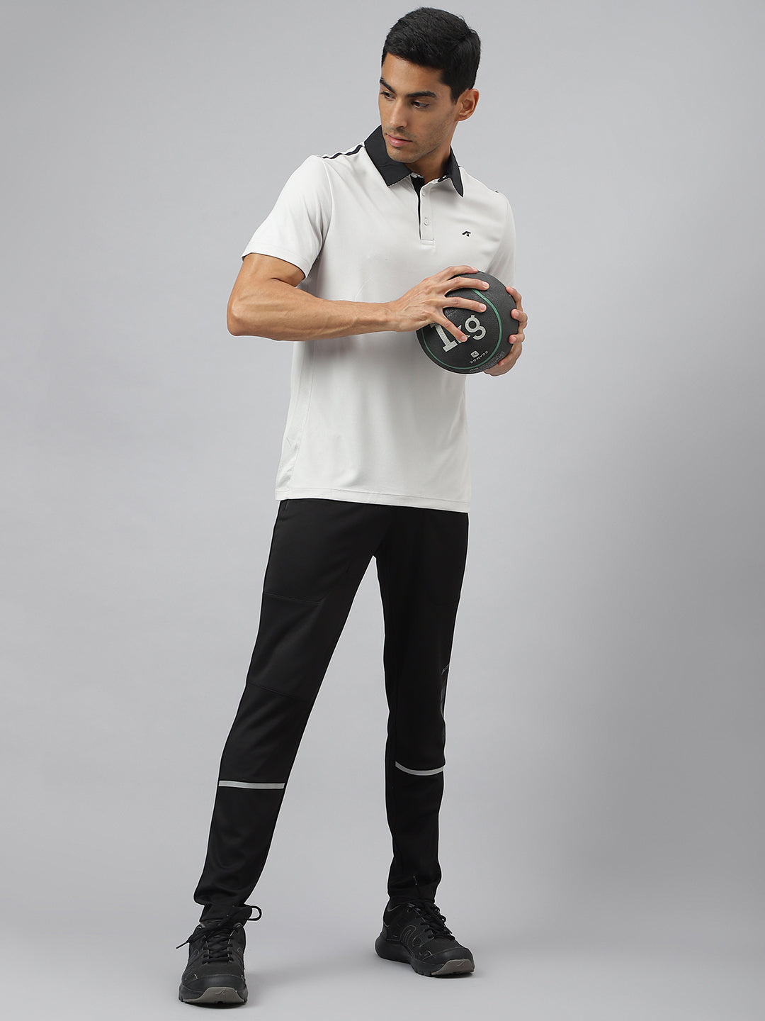 Alcis Men Jet Black Anti-Static Slim-Fit Core Sports Training Track Pants