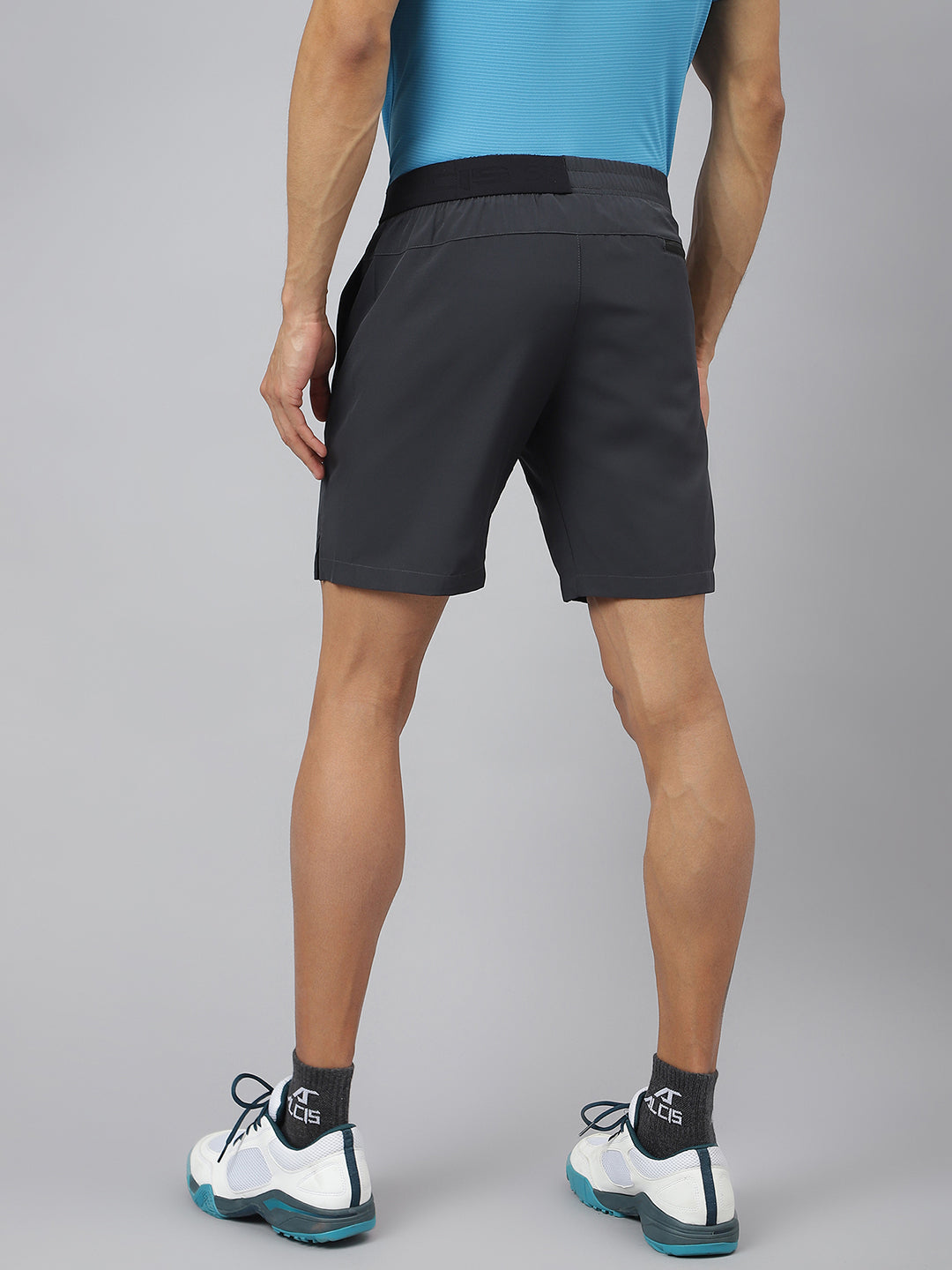 Alcis Men Dark Grey Train-Tech Anti-Static Slim-Fit Running Shorts