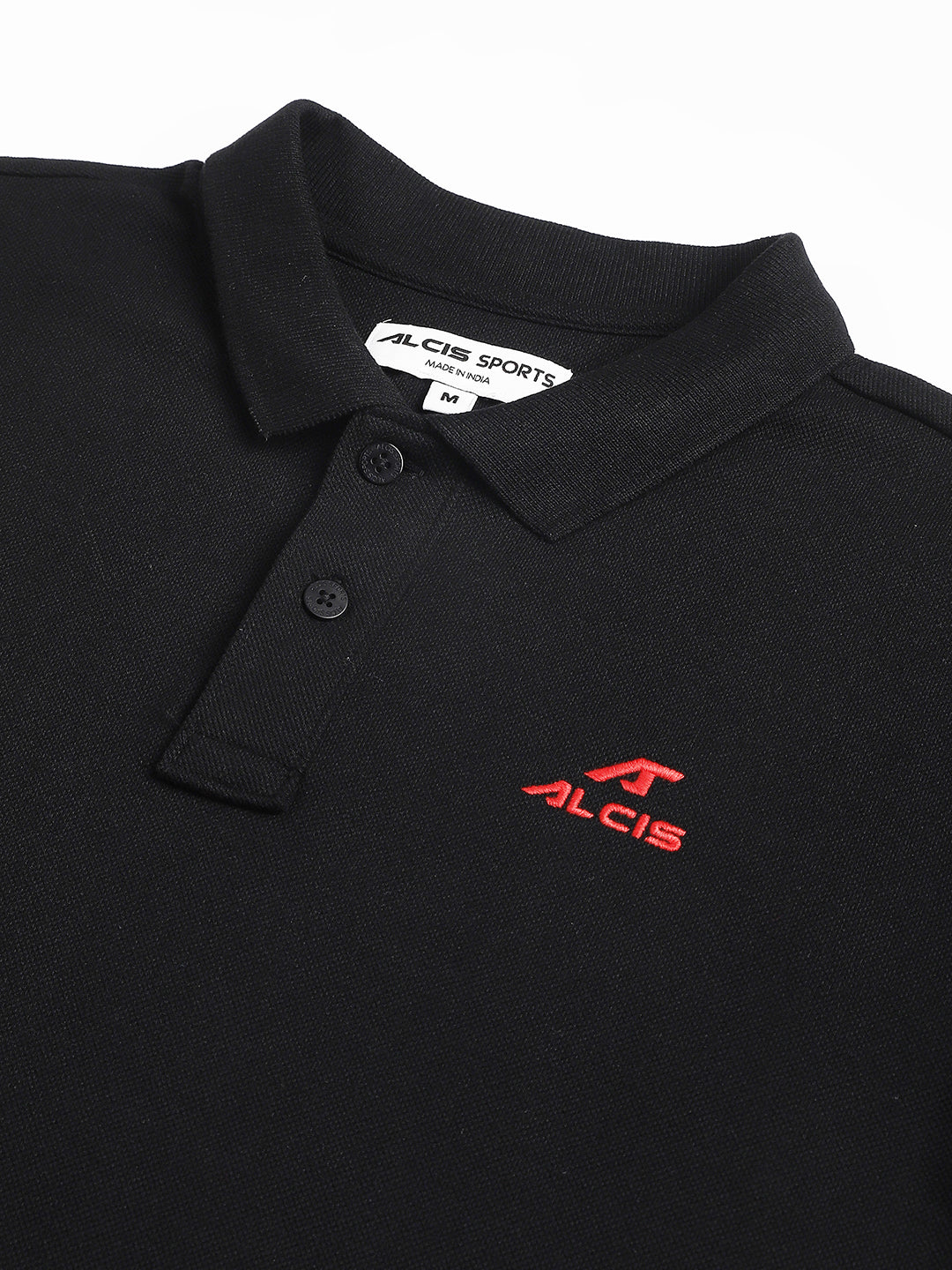 Alcis Men Black Soft-Touch Regular-Fit Varsity Athleisure Polo T-Shirt