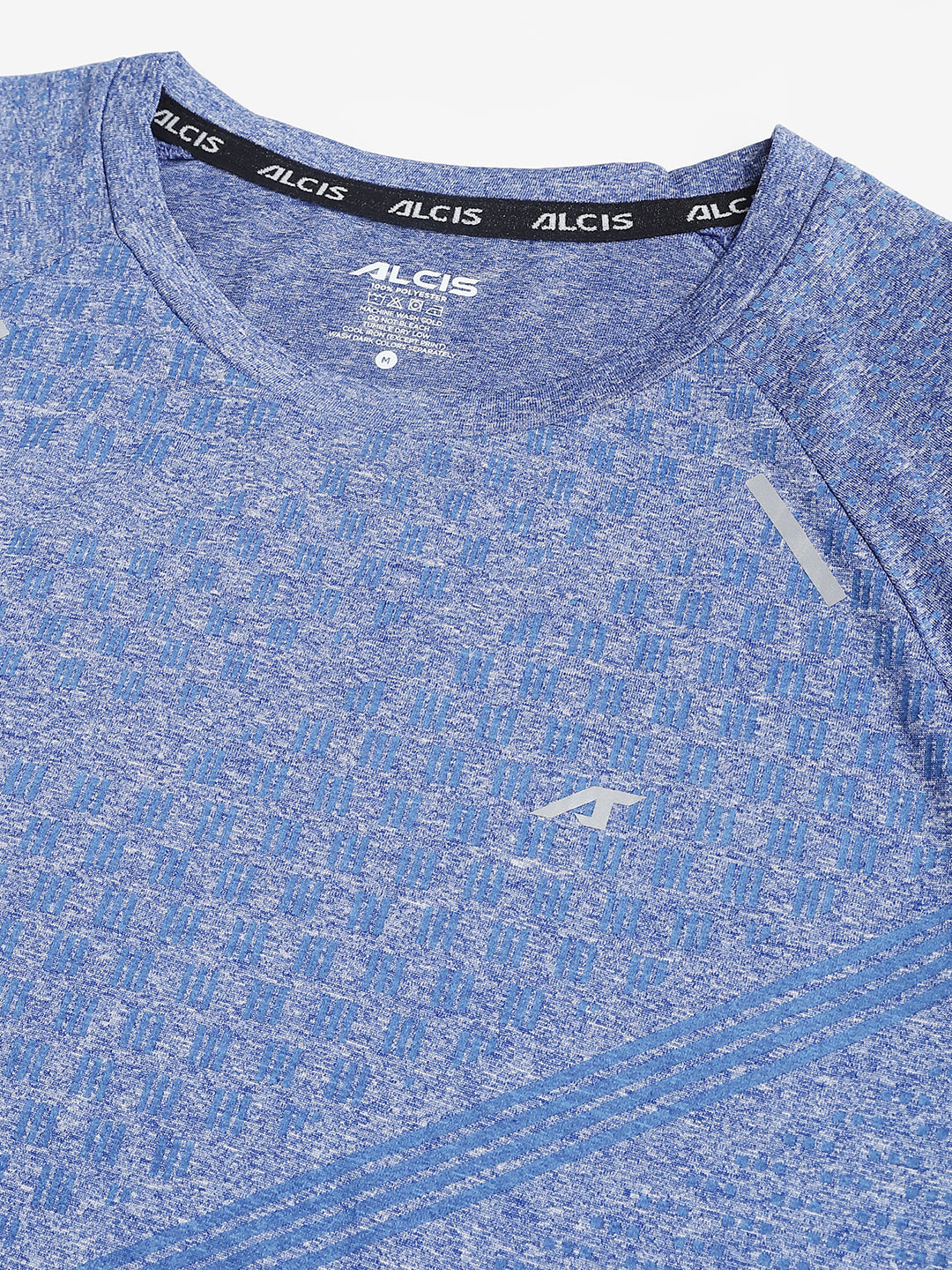 Alcis Men Blue Heather Anti-Static Slim-Fit Round Neck Distance Running T-Shirt
