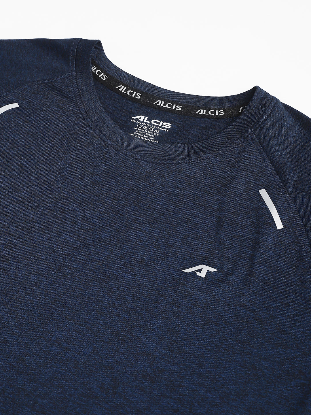 Alcis Men Navy & Black Soft-Tech Anti-Static Slim-Fit Athleisure T-Shirt