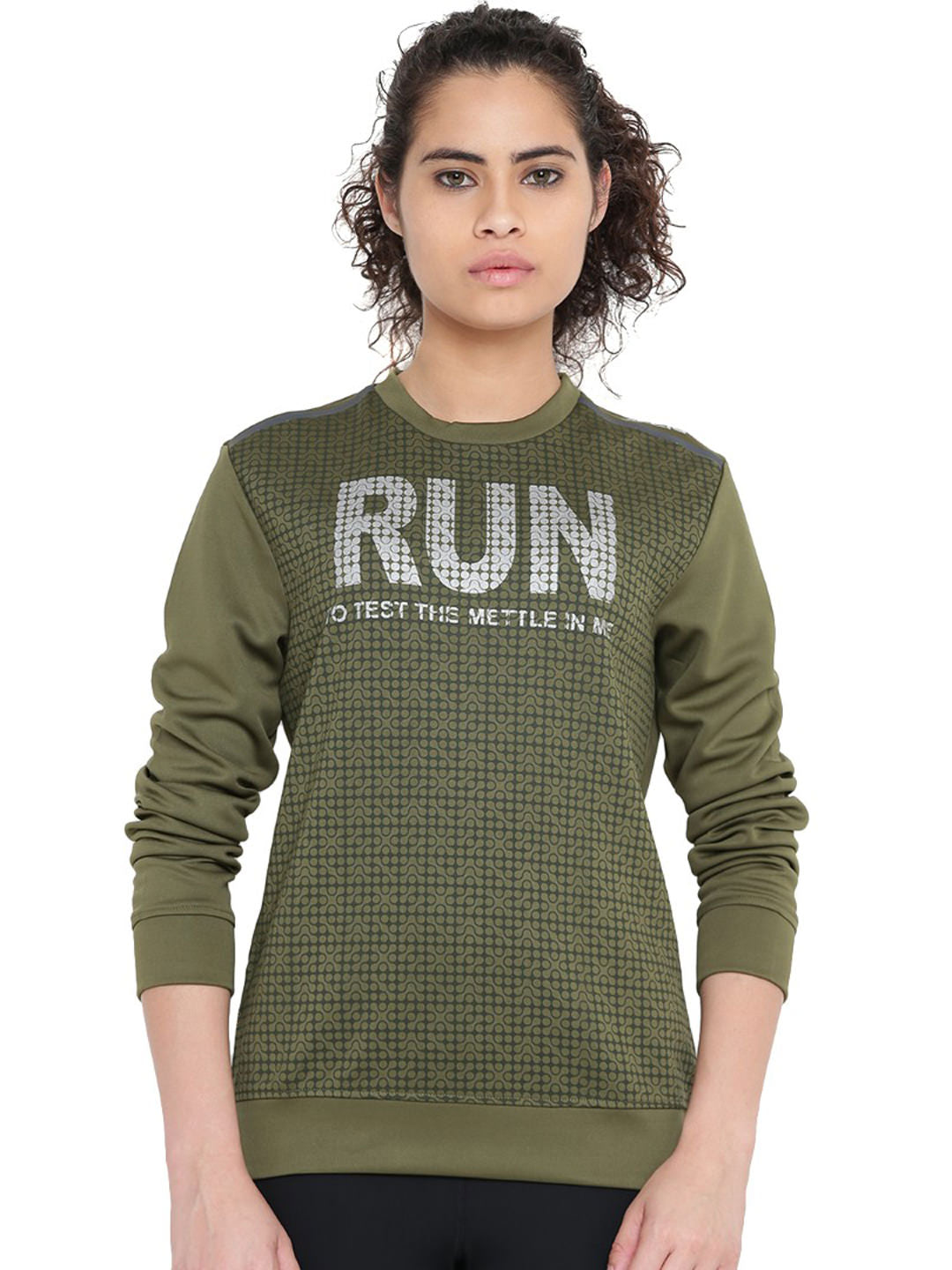 Alcis Women Olive Green Printed Sweatshirt 237WSS077 237WSS077-S