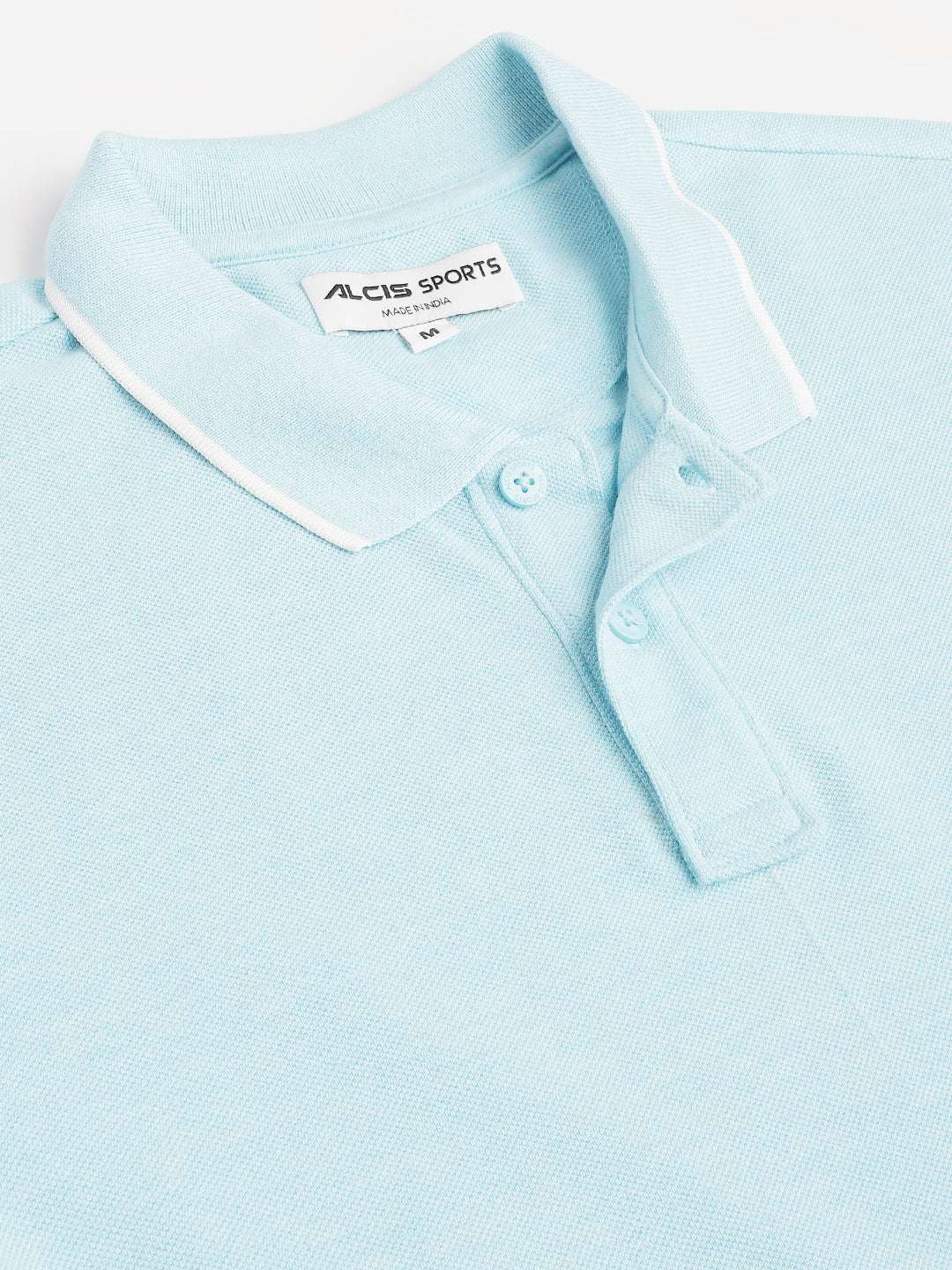 Alcis Men's Sky Blue Melange Soft-Touch Regular-Fit Athleisure Polo T-Shirt