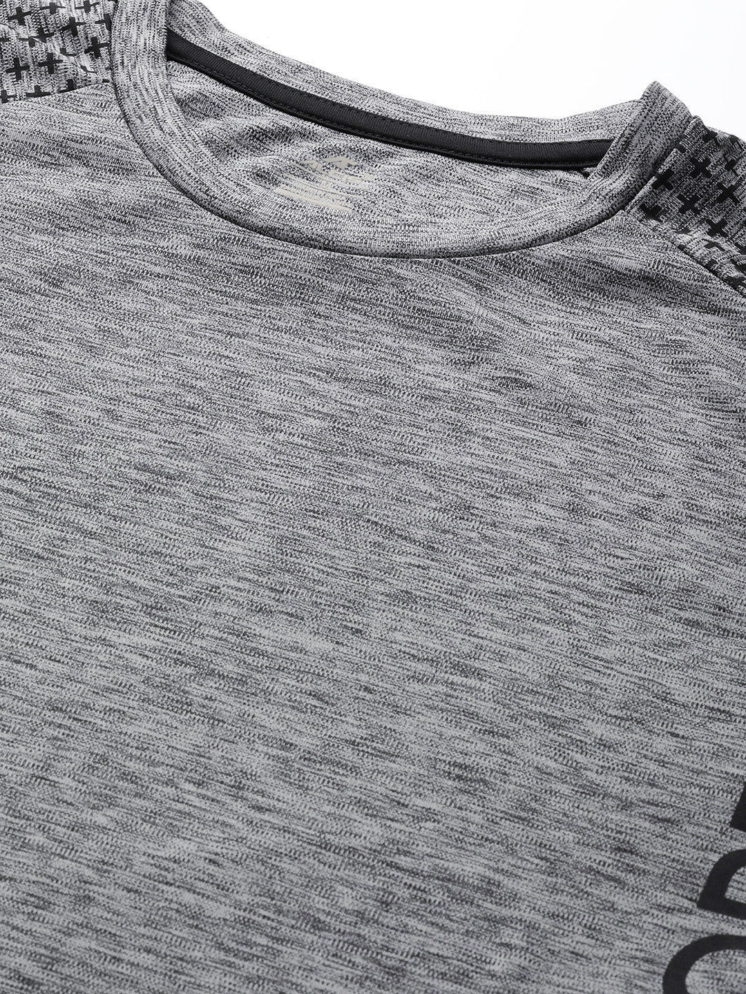 Alcis Men Grey Self-Design Round Neck Training T-shirt