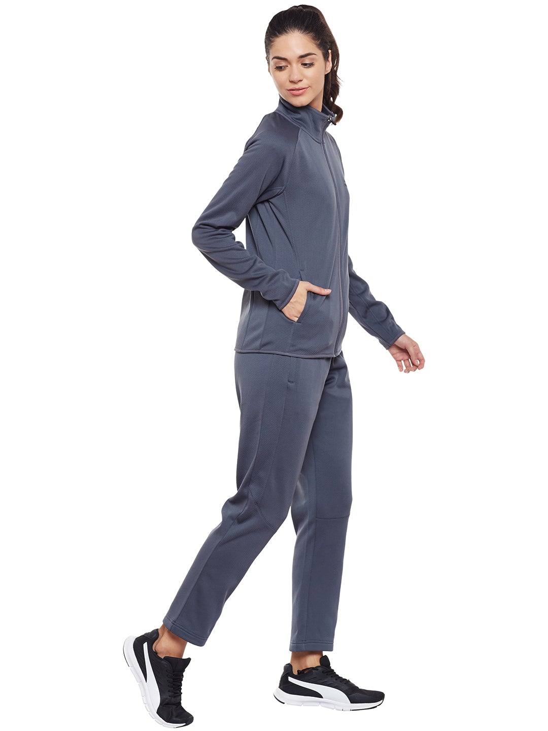 Alcis Women Solid Grey Track Suit