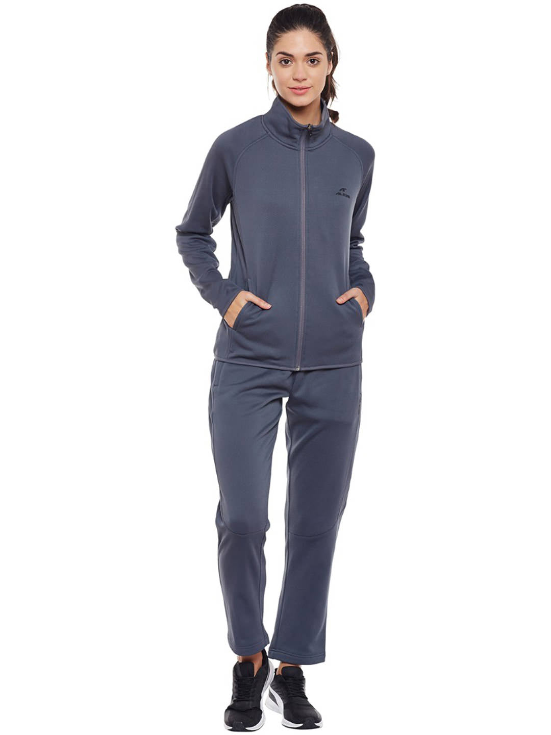 Alcis Women Grey Knitted Tracksuit 355WTS350 355WTS350-S