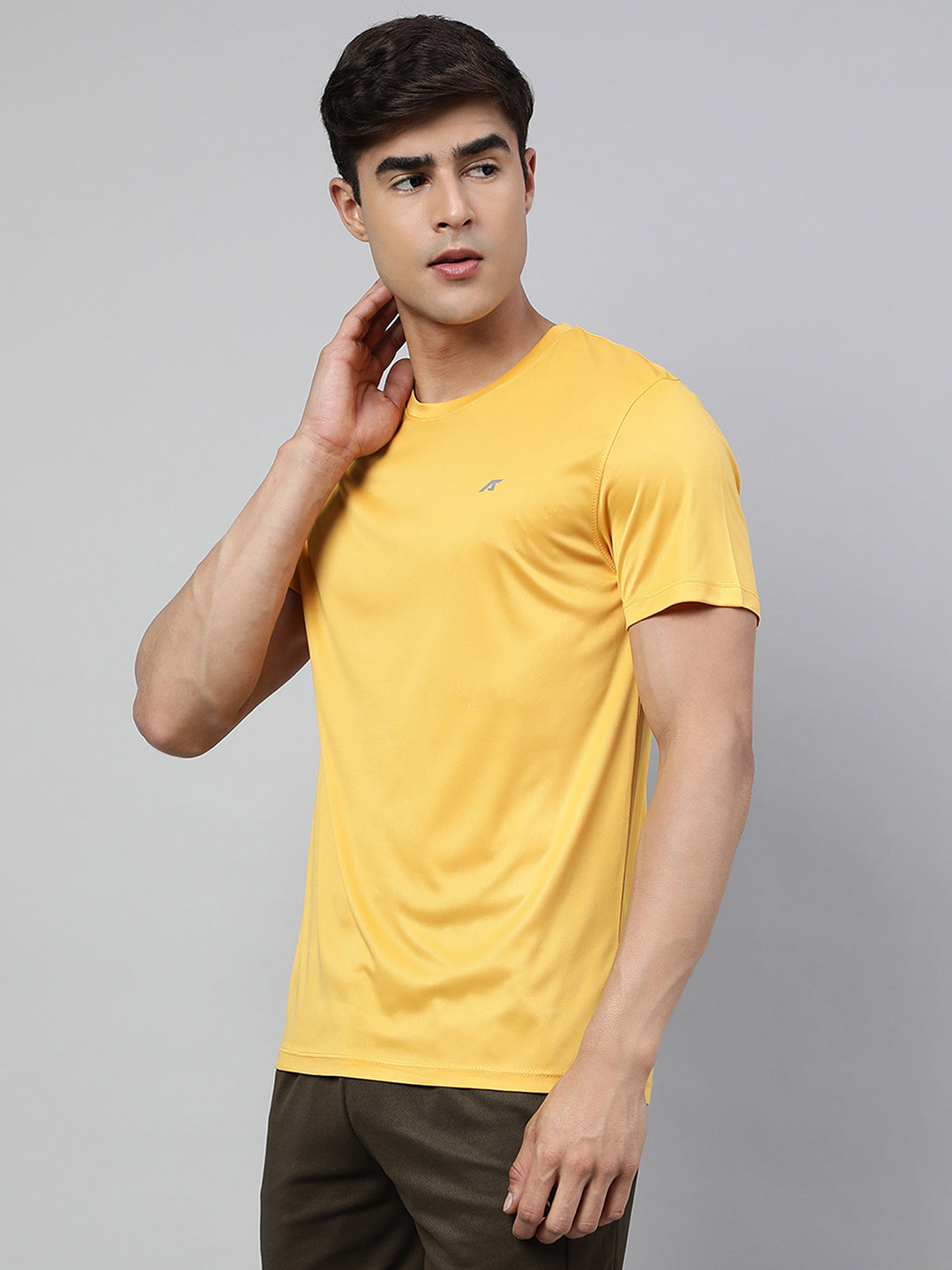 Alcis Men's Citrus Anti-Static Soft-Touch Slim-Fit Sports for All Round Neck Wonder T-Shirt