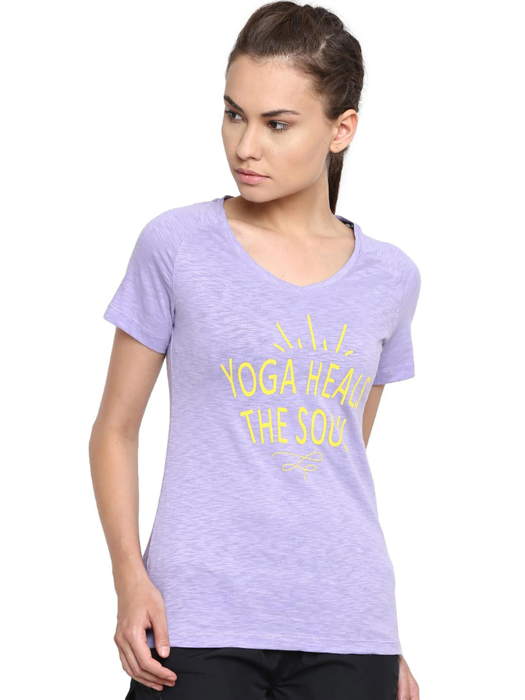Alcis Women Printed Lavender Tshirts 412WTP395-S
