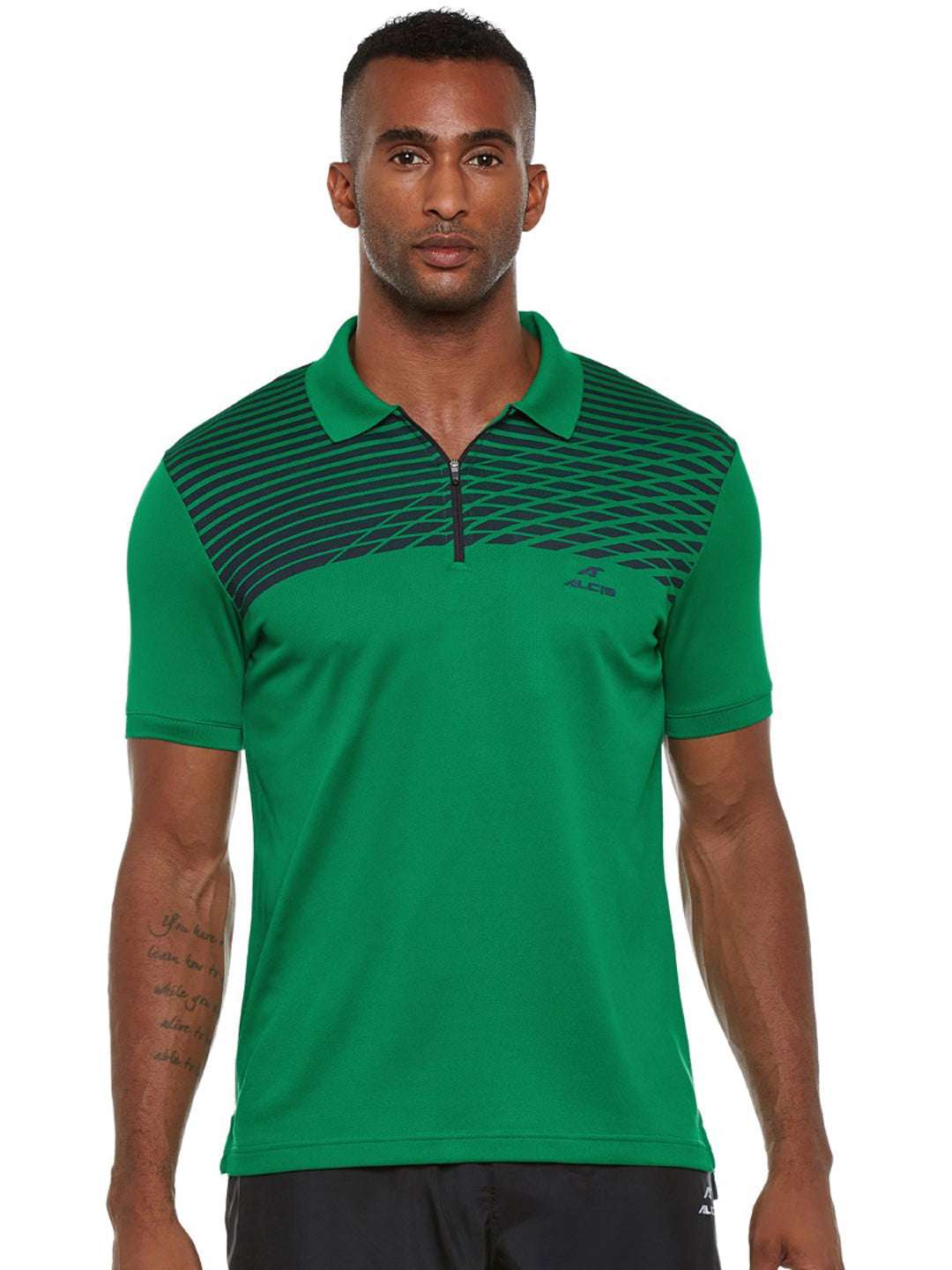 Alcis Mens Green Polo T-shirt 505MPO363 505MPO363-S