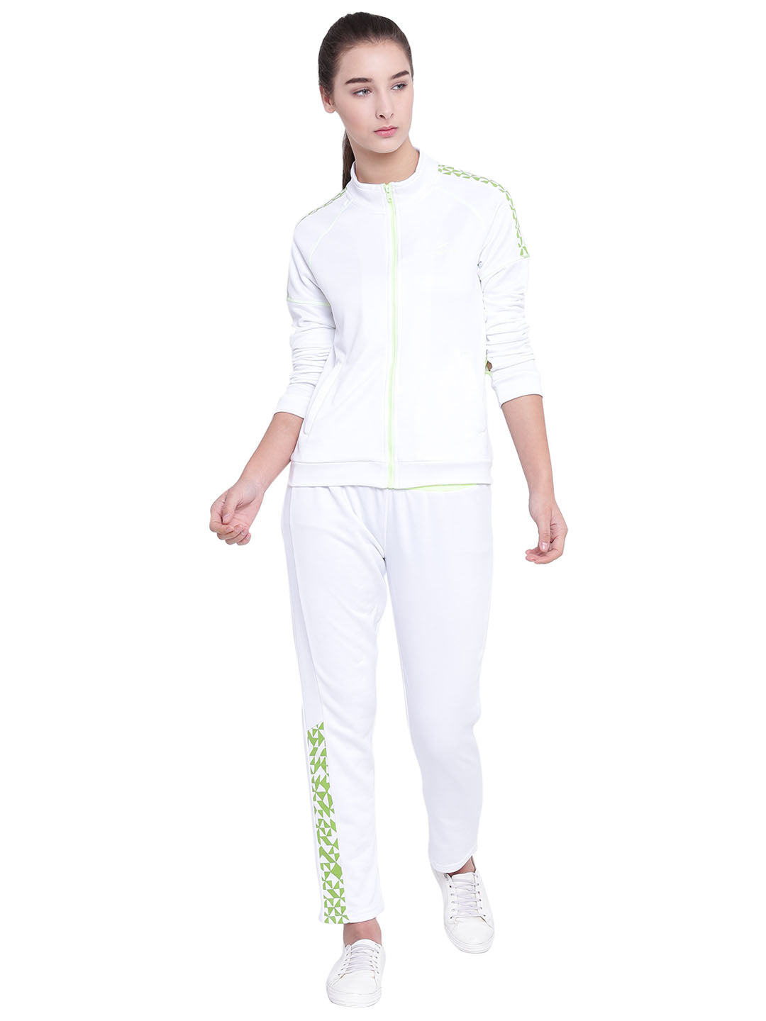 Women Solid White Tracksuits 519WTS392-S