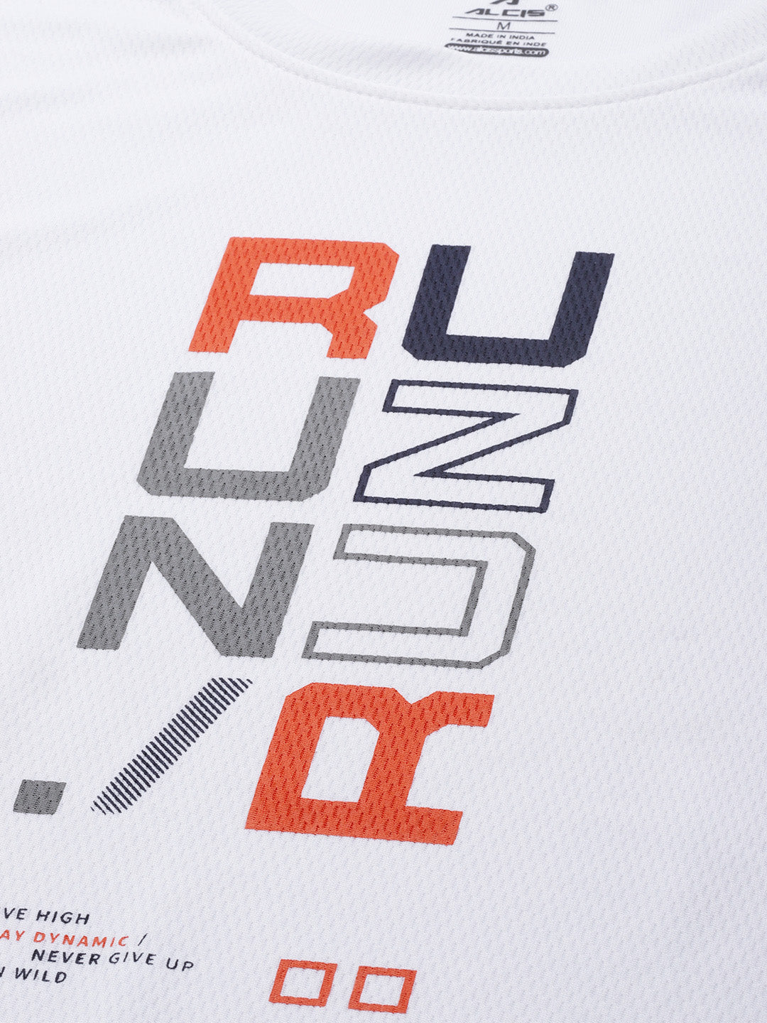 Alcis Men White Orange Typography Printed T-shirt