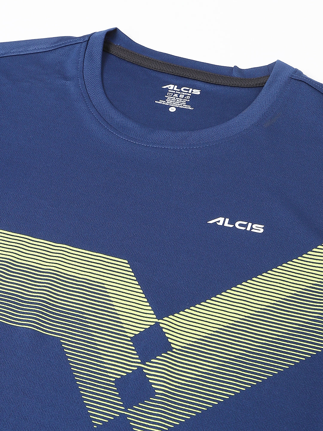 Alcis Men Navy Anti-Static Slim-Fit Round Neck Training T-Shirt