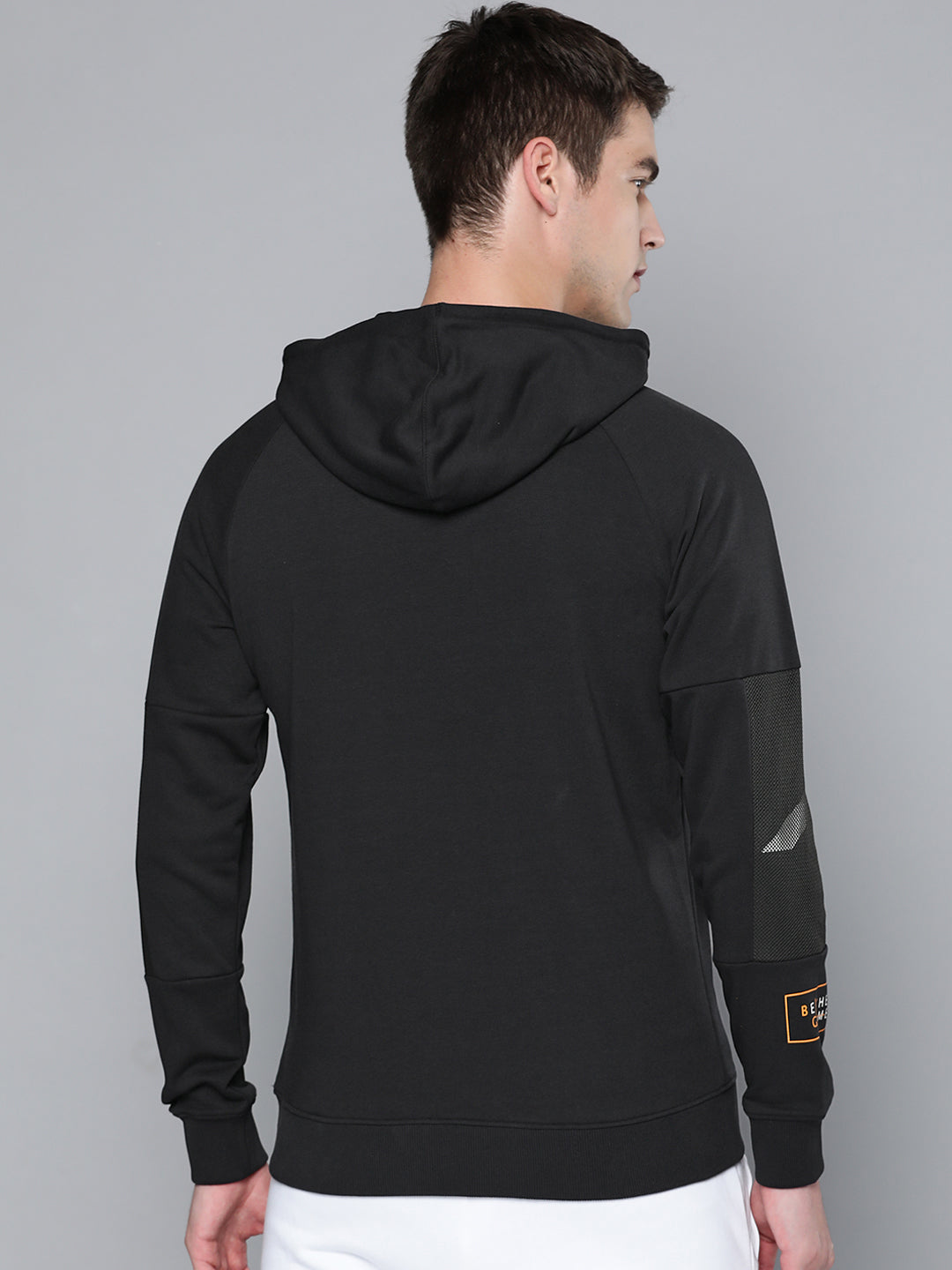Alcis Men Black Solid Hooded Sweatshirt