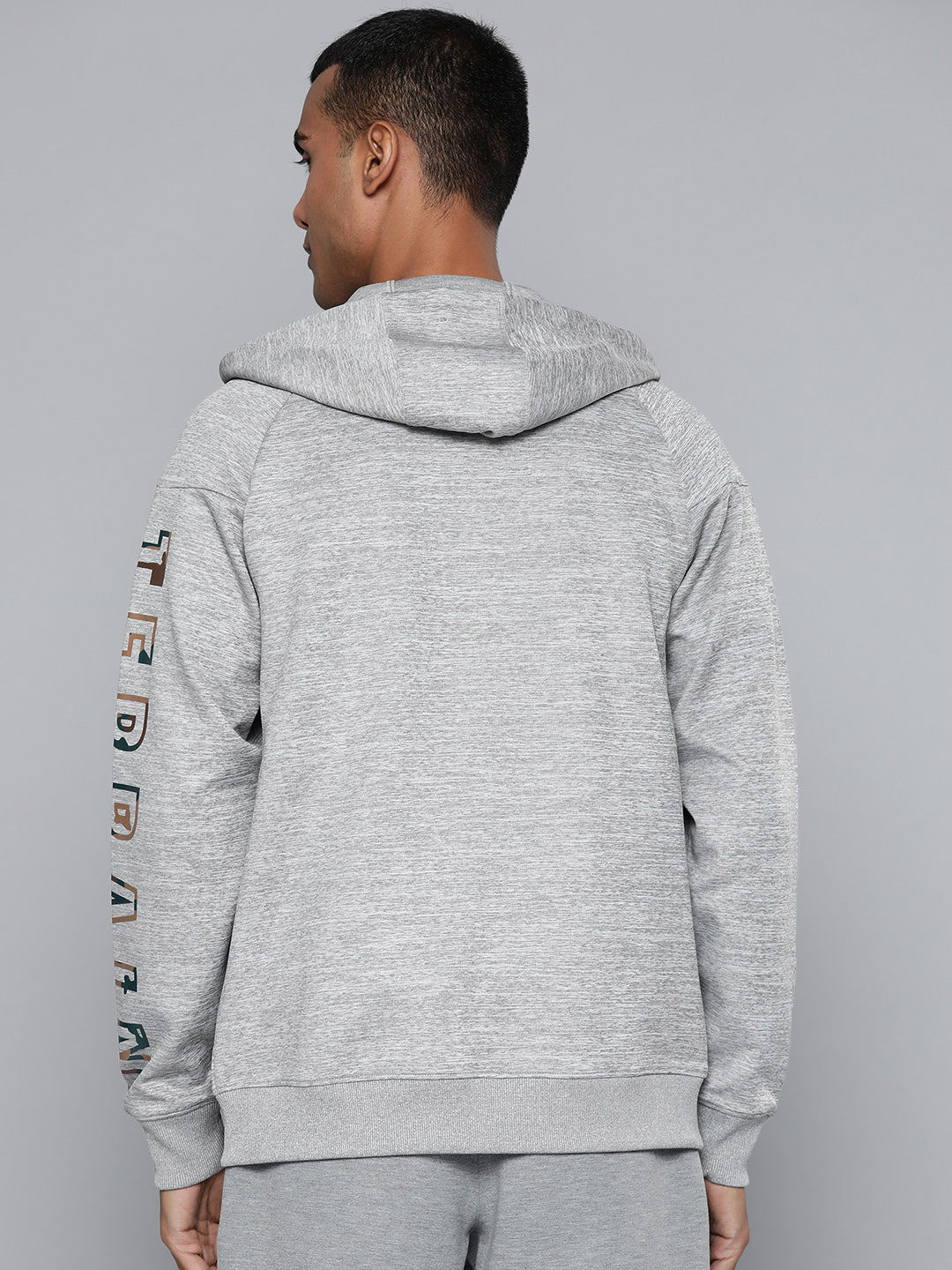 Alcis Men Charcoal Grey Typography Running Sporty Jacket