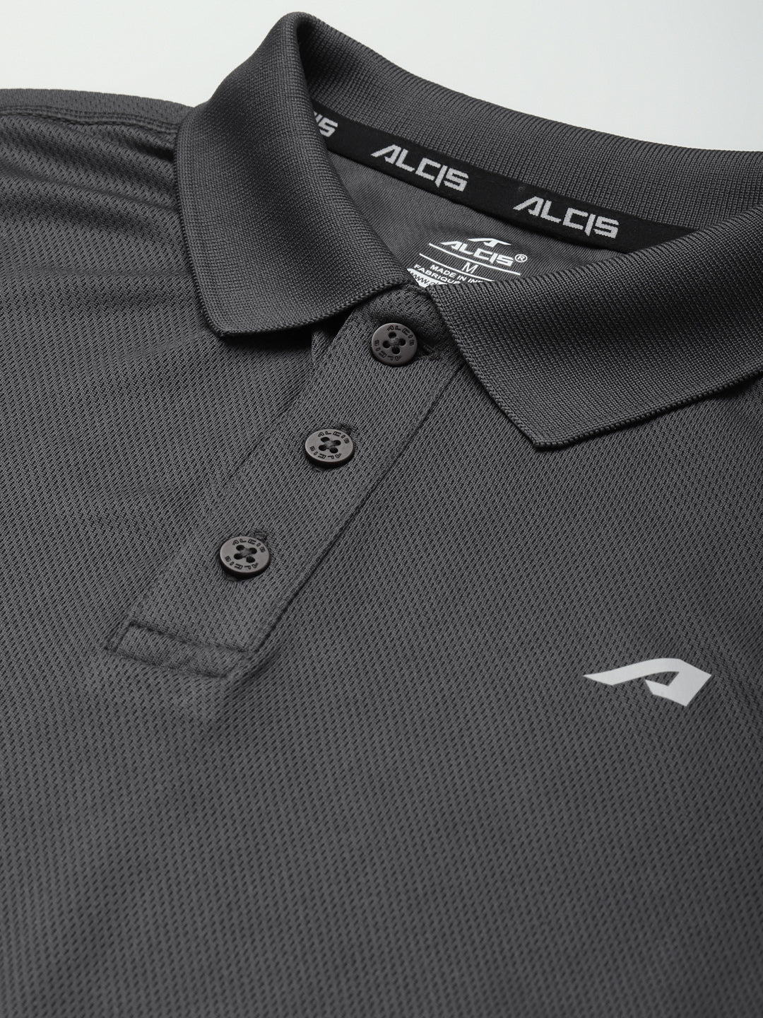 Alcis Men Charcoal Polo Collar Slim Fit T-shirt