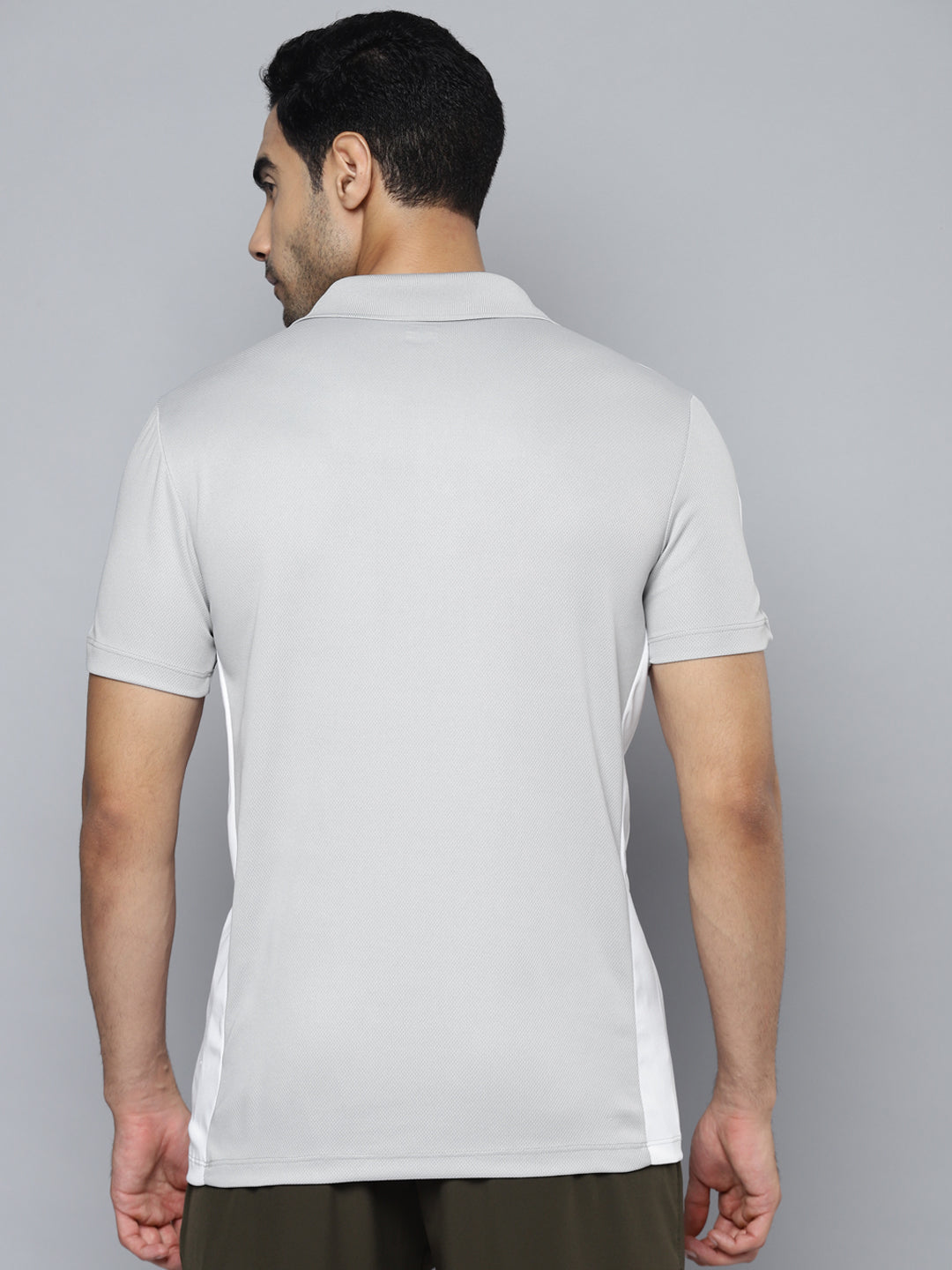 Alcis Men Grey Polo Collar Slim Fit T-shirt