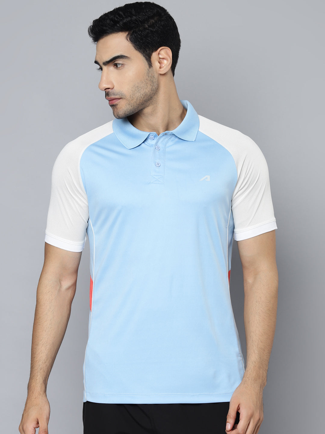 Alcis Men Blue White Polo Collar Slim Fit T-shirt