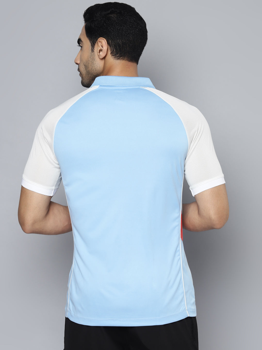 Alcis Men Blue White Polo Collar Slim Fit T-shirt