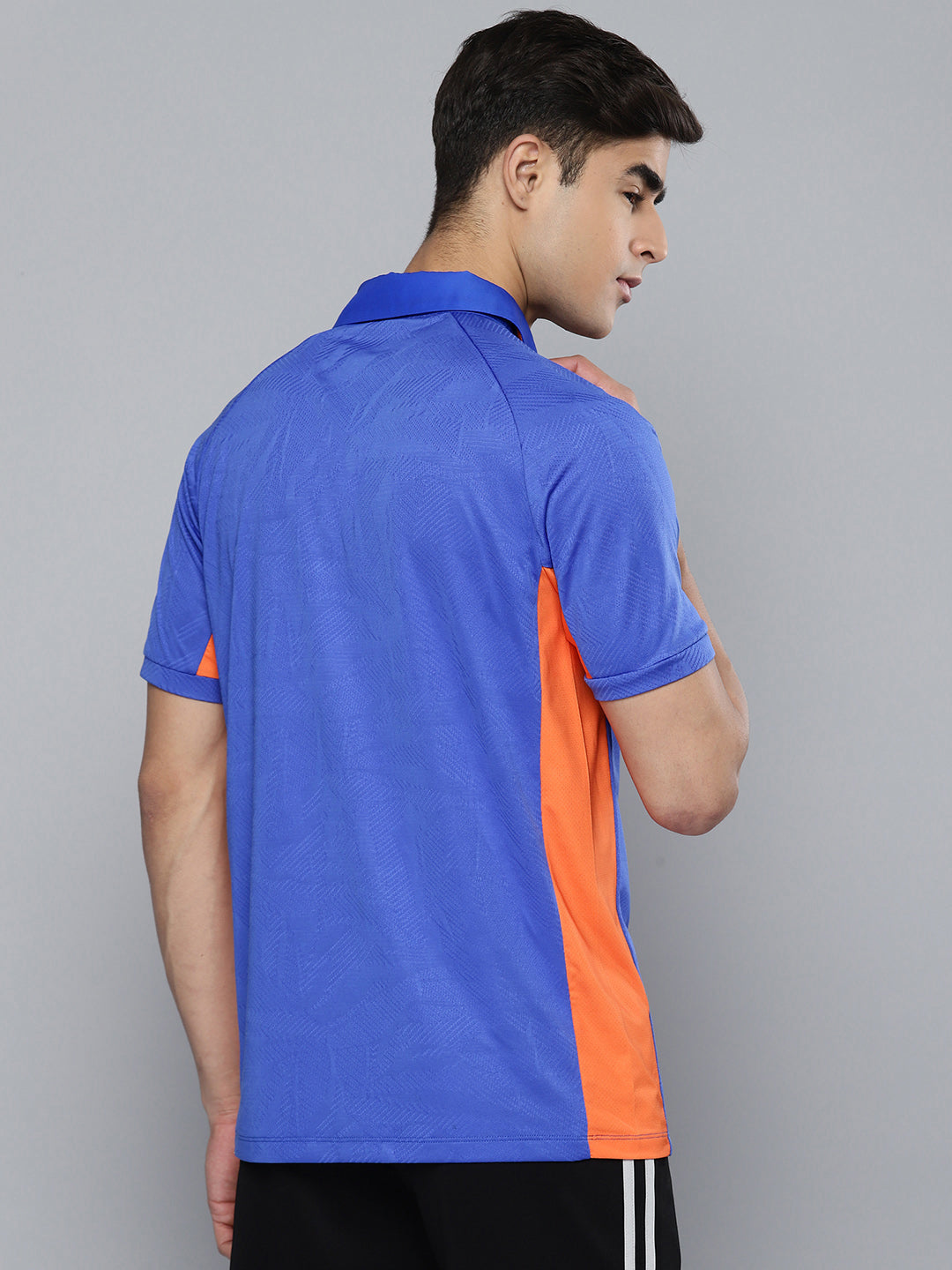 Alcis Men Blue Orange Colourblocked Indian Cricket Team Polo Collar T-shirt