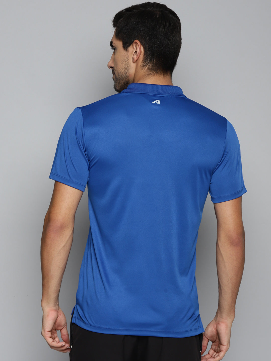 ALCIS Men Blue & Yellow Brand Logo Printed Polo Collar Slim Fit Running T-shirt