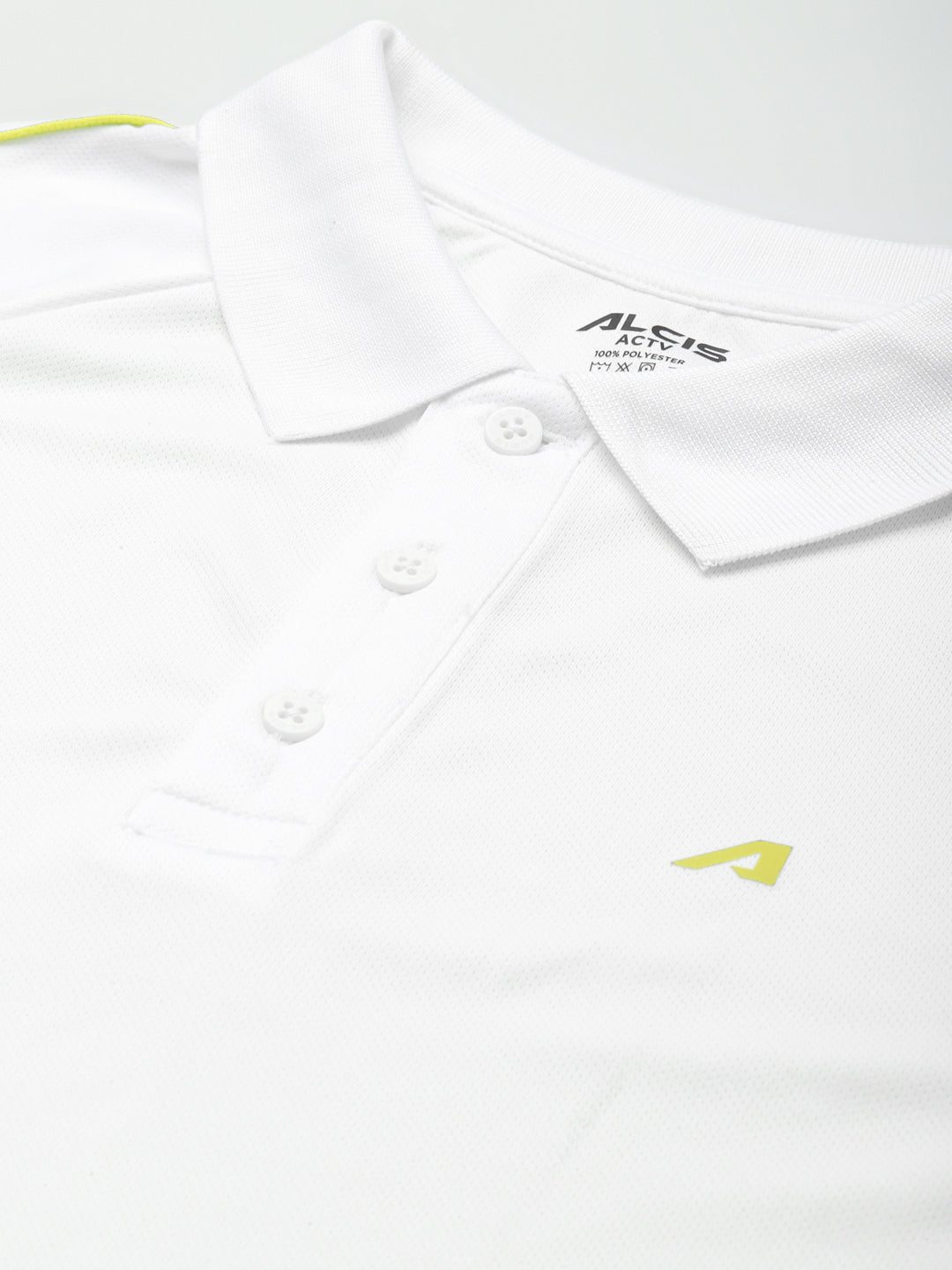 Alcis Men White Yellow Colourblocked Polo Collar Slim Fit T-shirt