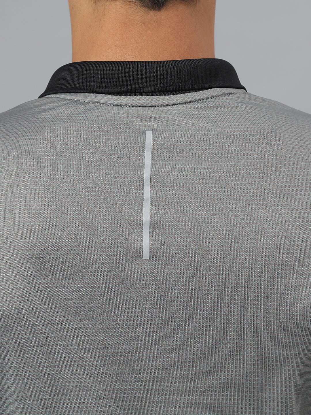 Alcis Men Dark Grey Drytech+ Anti-Static Slim-Fit Running Polo T-Shirt