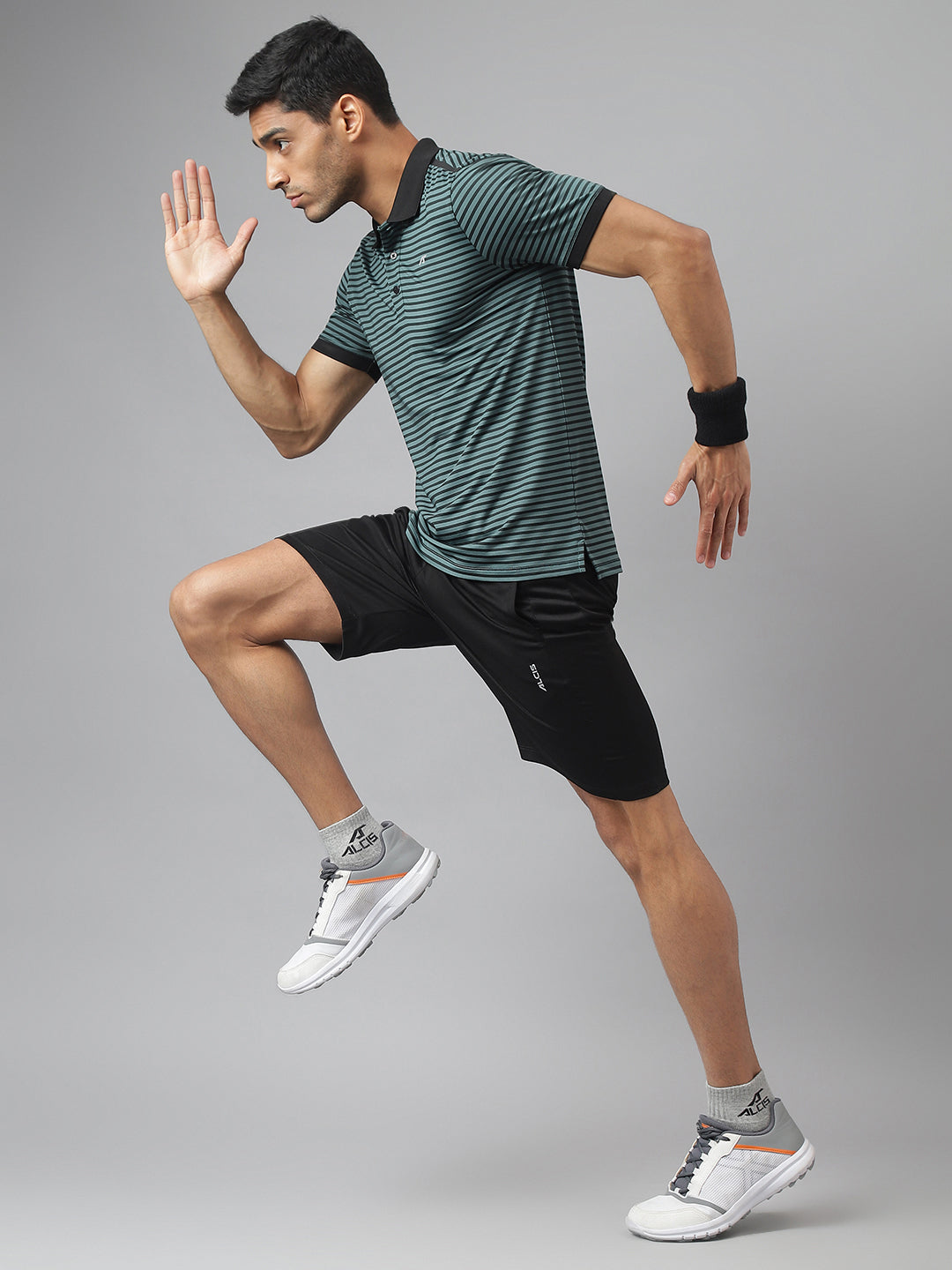 Alcis Men Jasper Anti-Static Stretch-X Slim-Fit Running Polo T-Shirt