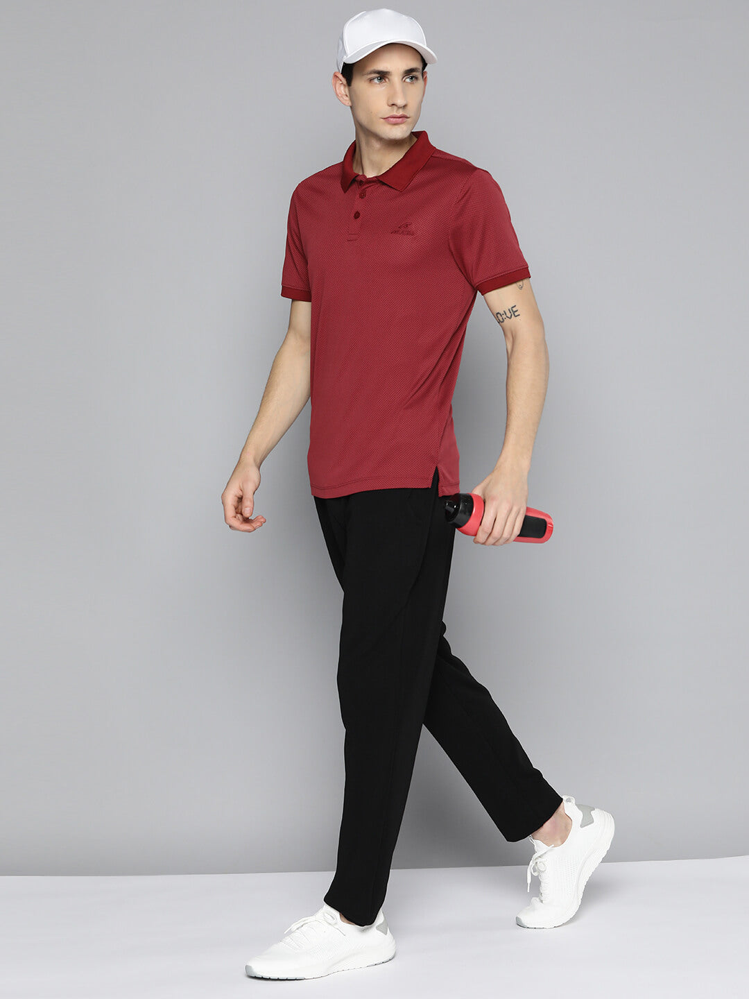 Alcis Men Red Polo Dry Tech Slim Fit  T-shirt
