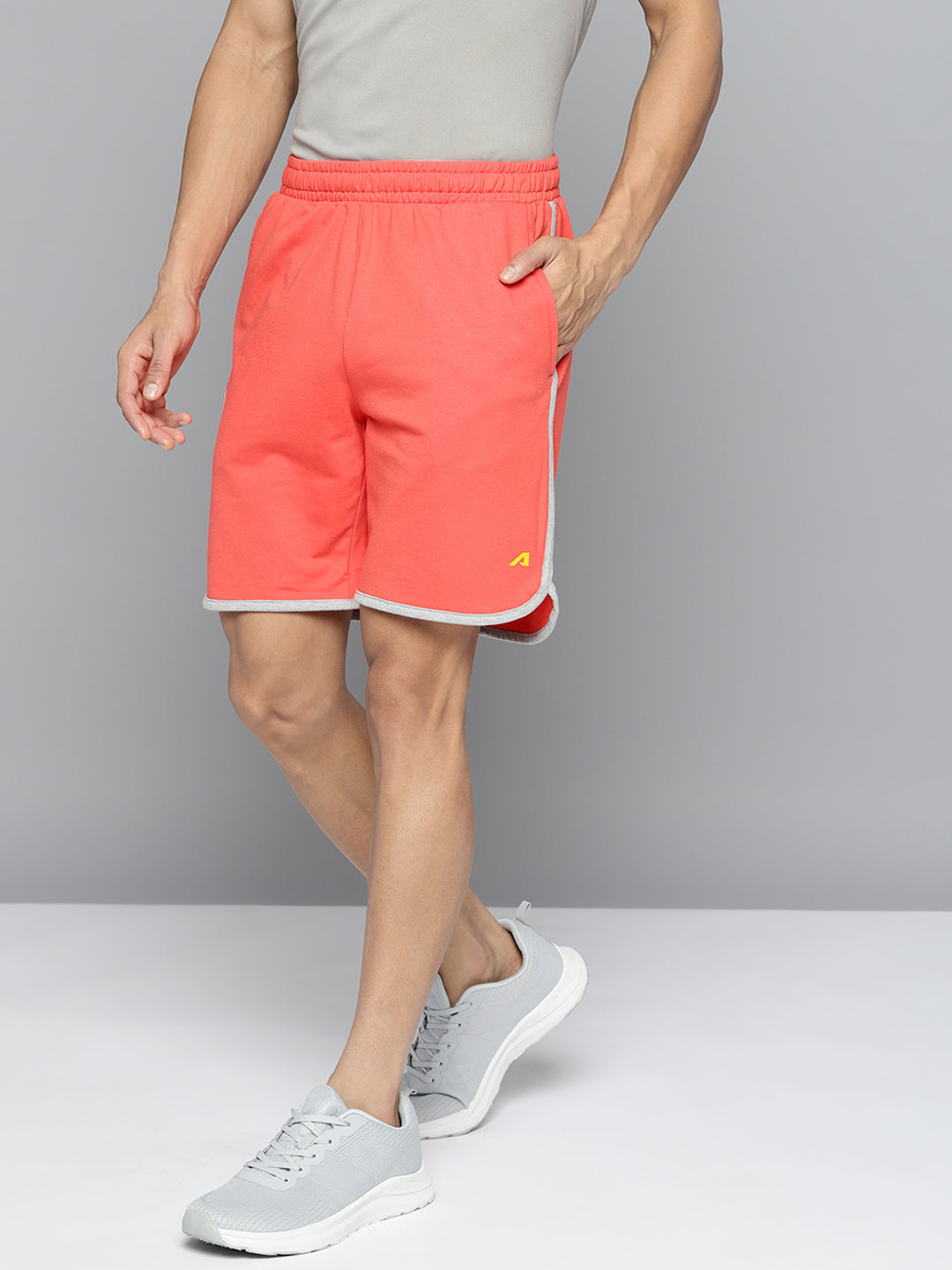 Alcis Men Peach-Coloured Typography Printed Running Shorts
