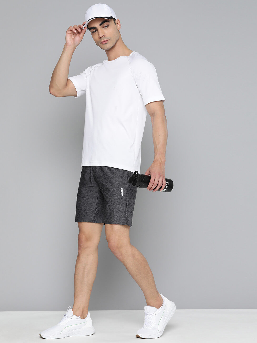 Alcis Men Grey Slim Fit Drytech+ Training or Gym Sports Shorts