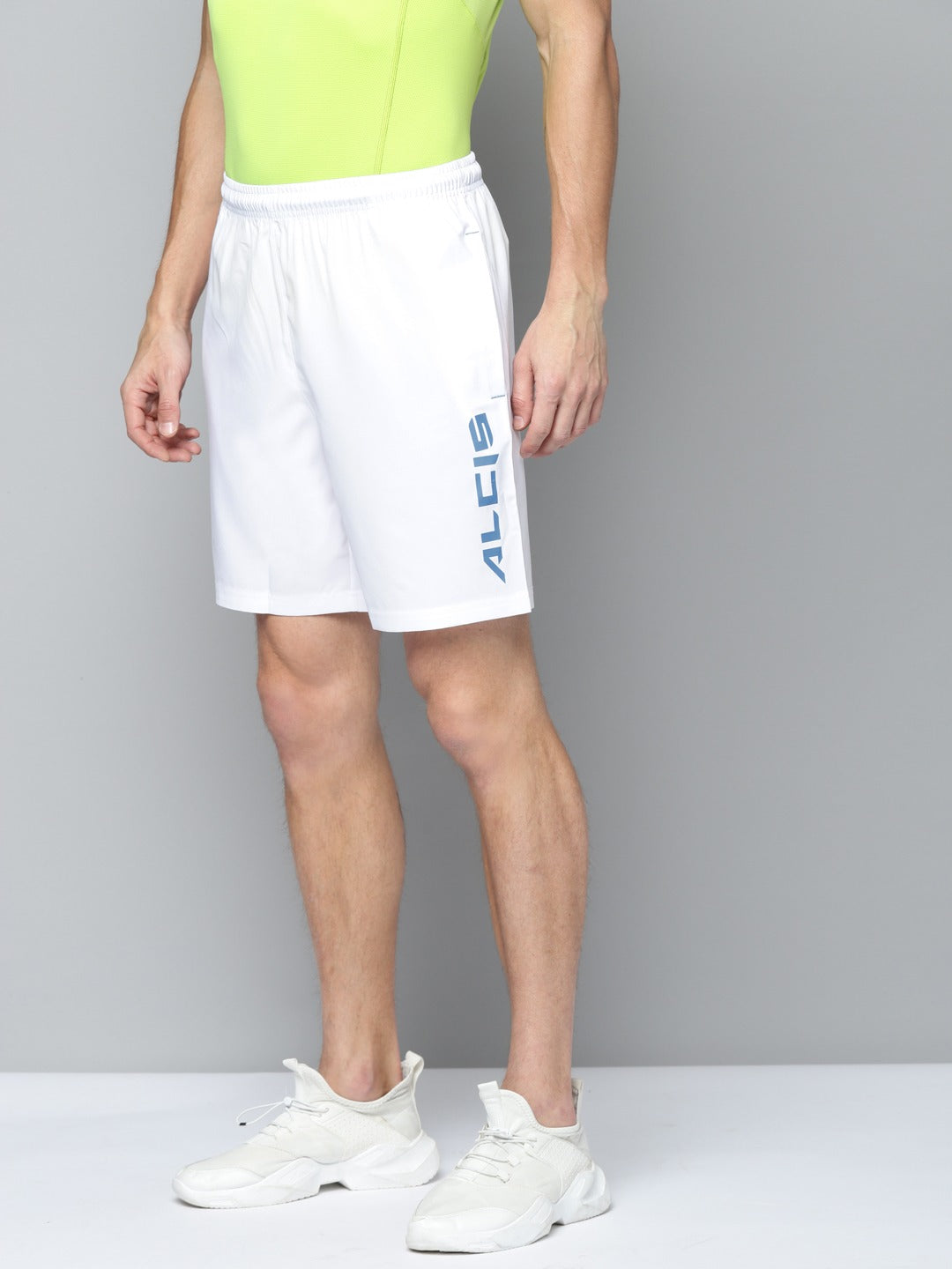 ALCIS Men White Solid Slim Fit Running Sports Shorts