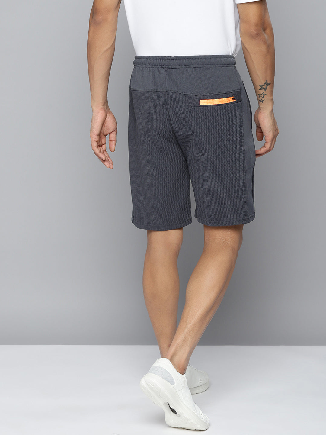 Alcis Men Charcoal Grey Solid Slim Fit Running Shorts