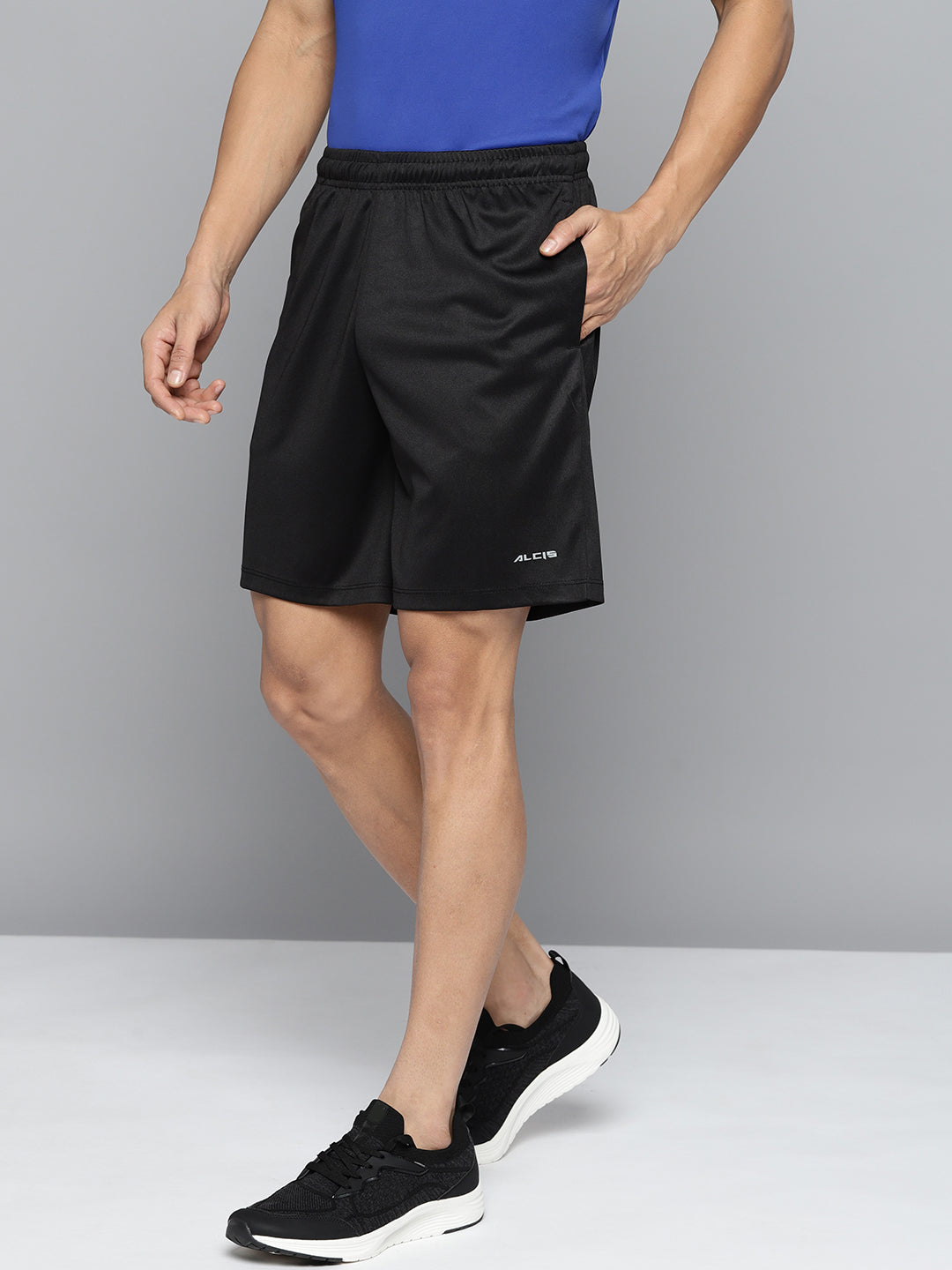 Alcis Men Black Solid Slim Fit Running Sports Shorts